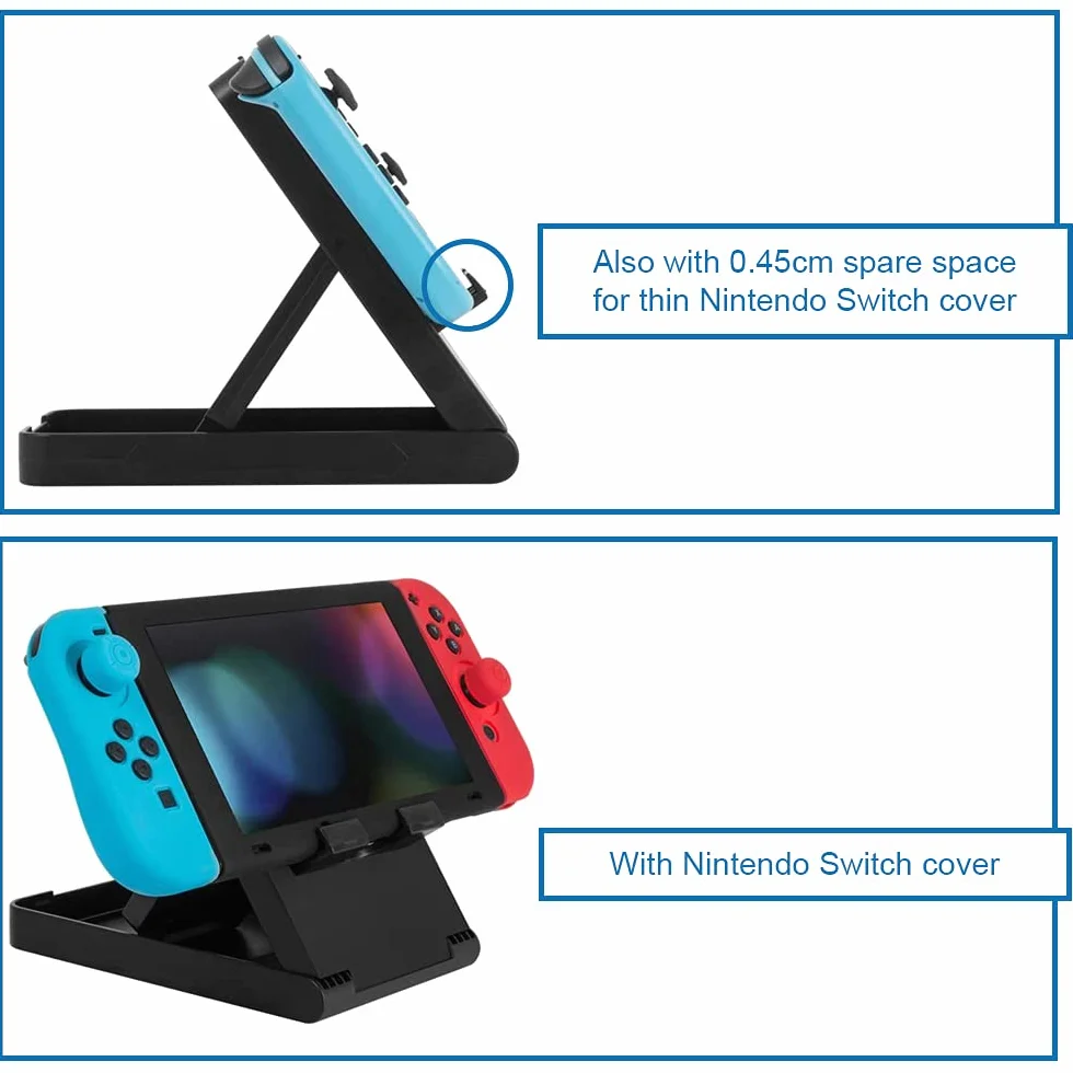 MMOBIEL -PACK Compact Console Stojak odtwarzany ze składanym stojakiem Nintendo Switch z gumowym kratą pod 3 różnymi kątami [gra wideo]