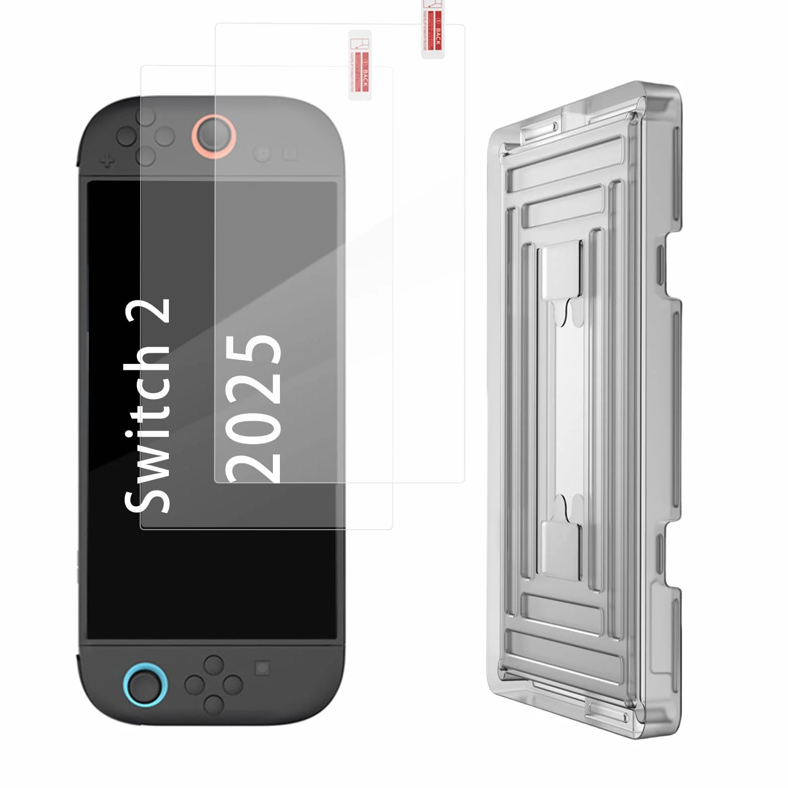 2 sztuki szkła ochronnego do Nintendo Switch 2, Auto-Alignment szkło ochronne na wyświetlacz do 2025 Switch 2 z szablonem do pozycjonowania, instalacja 30 sekund, bez pęcherzyków powietrza, Touch