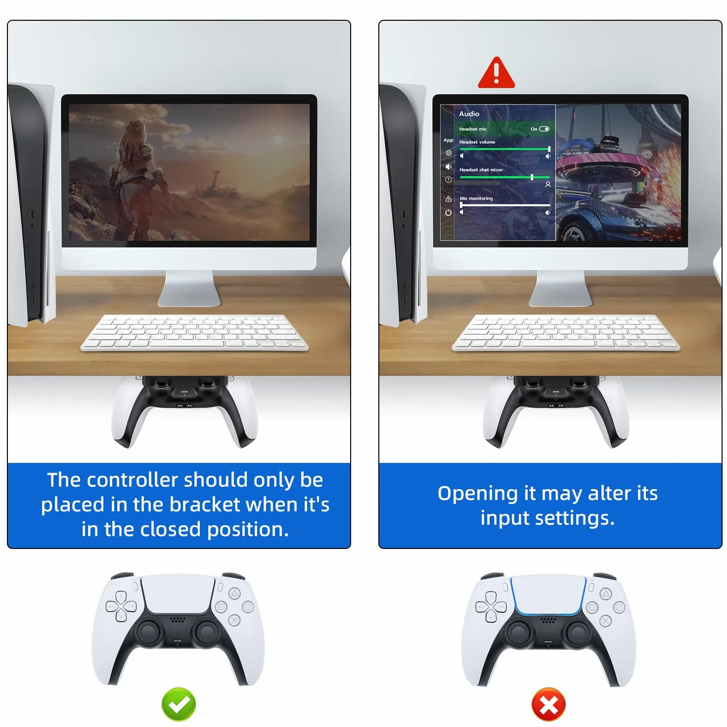2 szt. Uchwyt na kontroler PS5 Joystick, poziomy stojak na kontroler do gier planszowych i stojak do przechowywania z taśmą samoprzylepną do kontrolera PS4