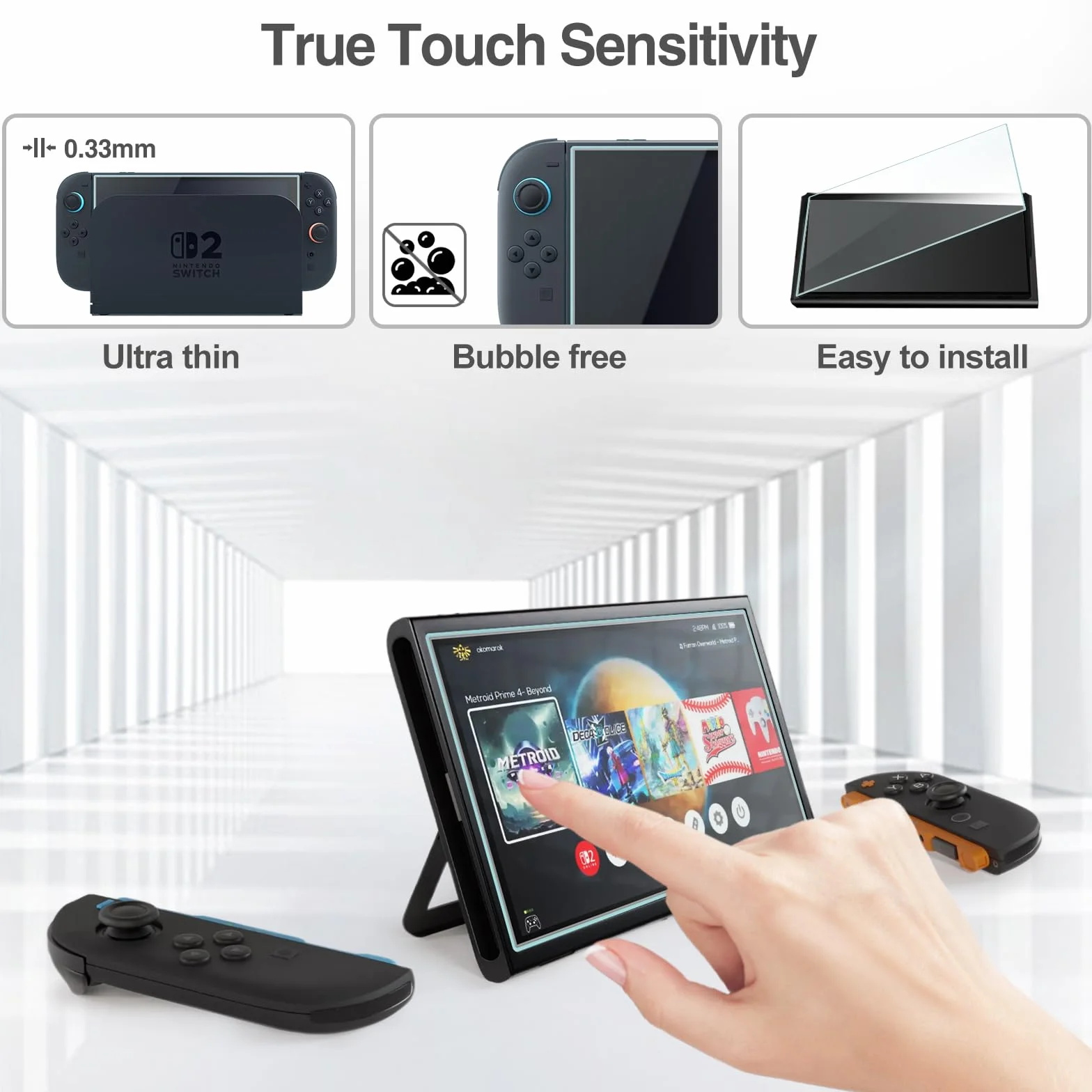 ProCase Ochraniacz ekranu do Nintendo Switch 2, osłona ekranu ze szkła hartowanego, zaokrąglona krawędź, osłona z prawdziwego szkła, kompatybilna z Nintendo Switch, 2-3 szt