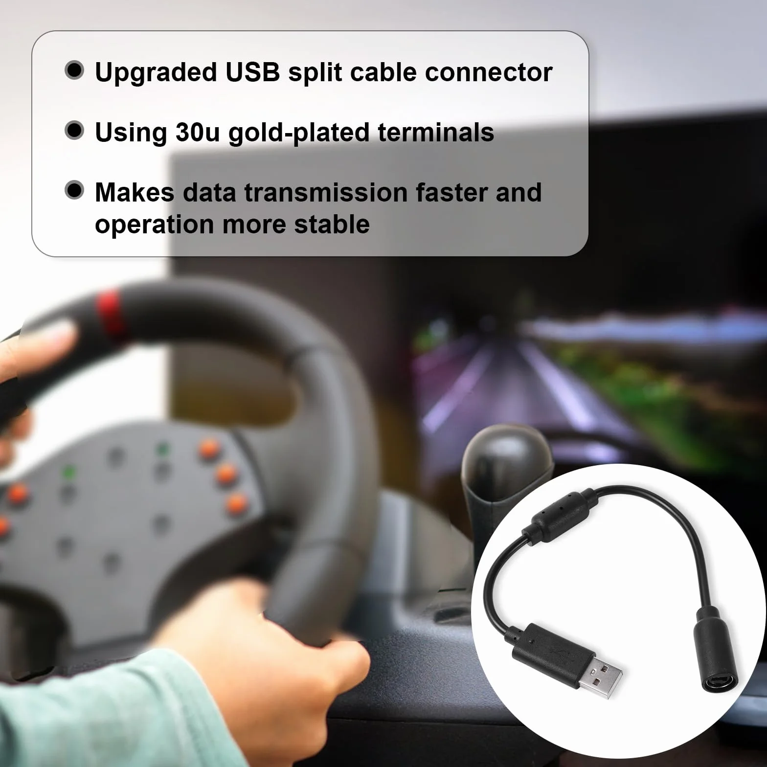 3szt Kabel USB Breakaway, Zamiennik Kabla USB Breakaway do Logitech G920 G923 G27 G29 Driving Force i Thrustmaster Ferrari 458 Spider Sznur do Kierownicy Wyścigowej