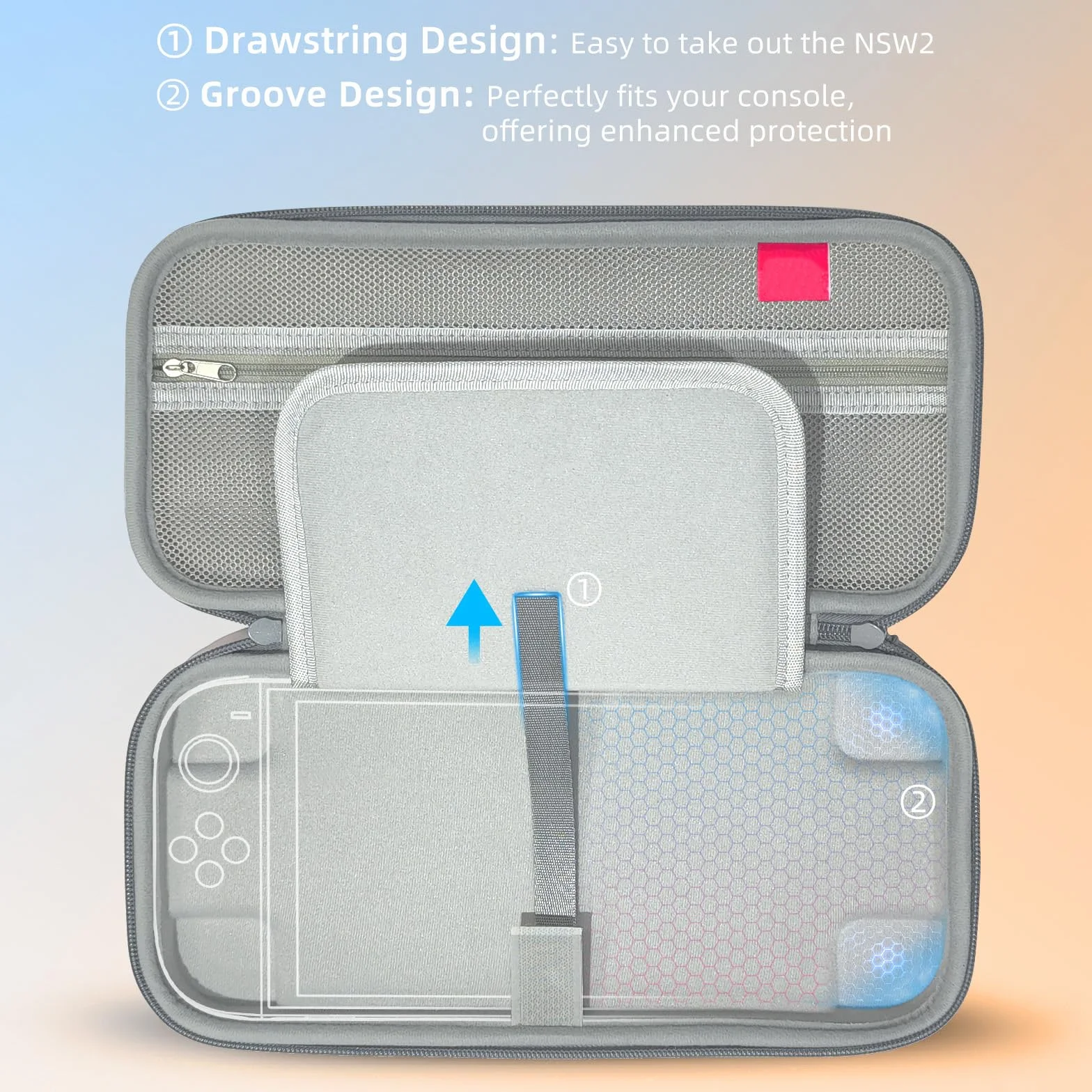WD&CD Etui do przenoszenia kompatybilne z Nintendo Switch 2 2025, twarda obudowa przenośna z kieszeniami do przechowywania akcesoriów i gier, przenośna torba ochronna kompatybilna z Switch 2