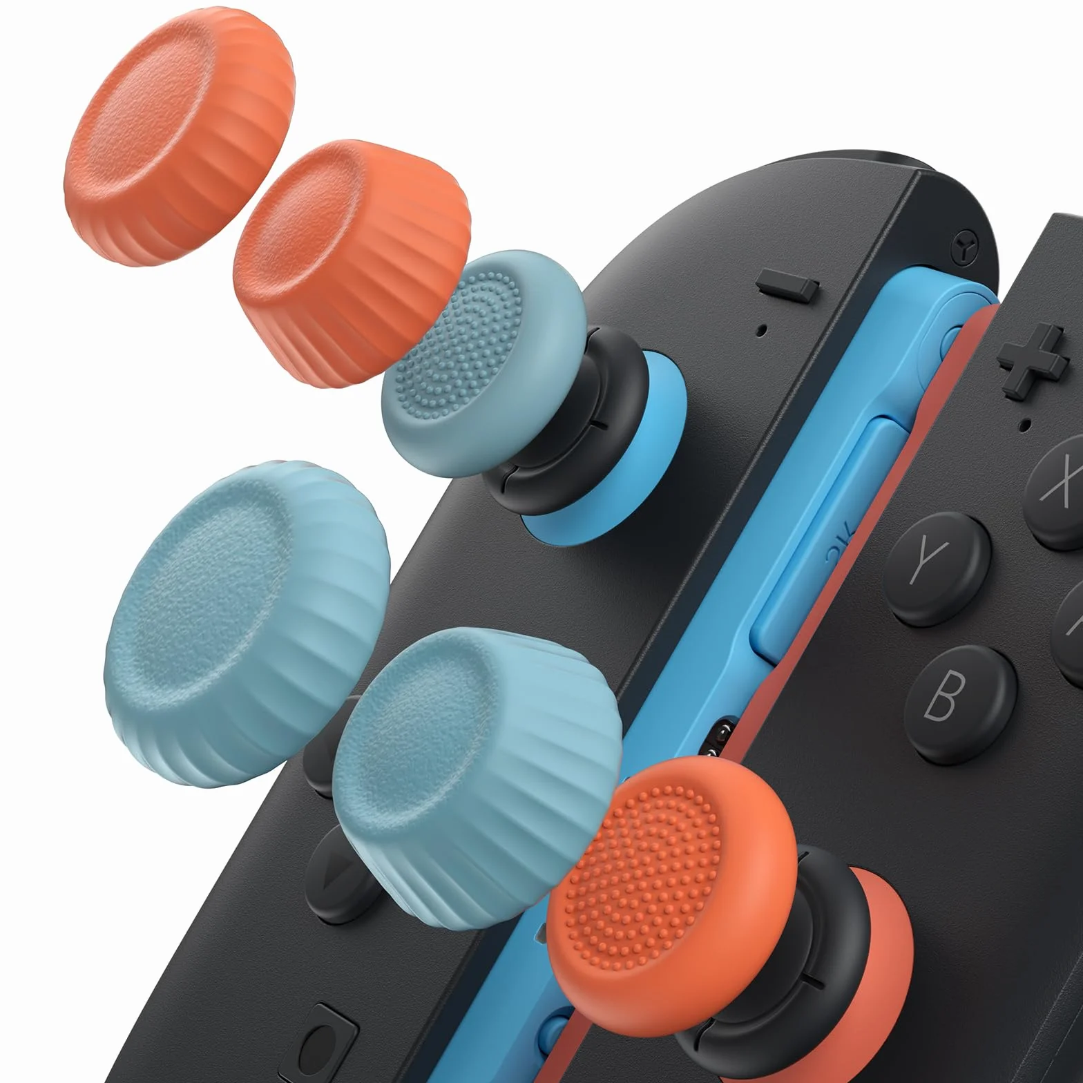 JSAUX Osłony na kciuk do Nintendo Switch 2 (Ulepszone antypoślizgowe), Osłony na kciuk Switch, Ergonomiczny design, Poprawiona chwytność do gier, Wygodne i trwałe, Osłony na kciuk Joycon - Niebieskie