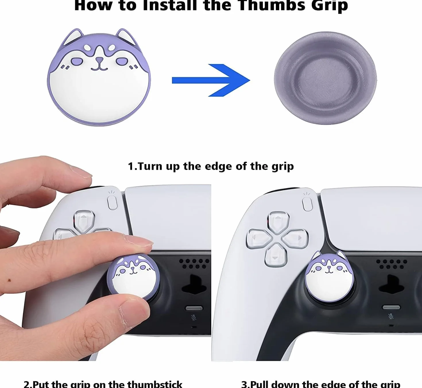PlayVital 4PCS Thumb Grip Caps do ps5 Controller Nakładki na kciuk do ps4,Analogowa Osłona Sztyftu kompatybilny z Xbox Series X/S,Uchwytami na Kciuki do Switch Pro-Urocze Króliczki Punky