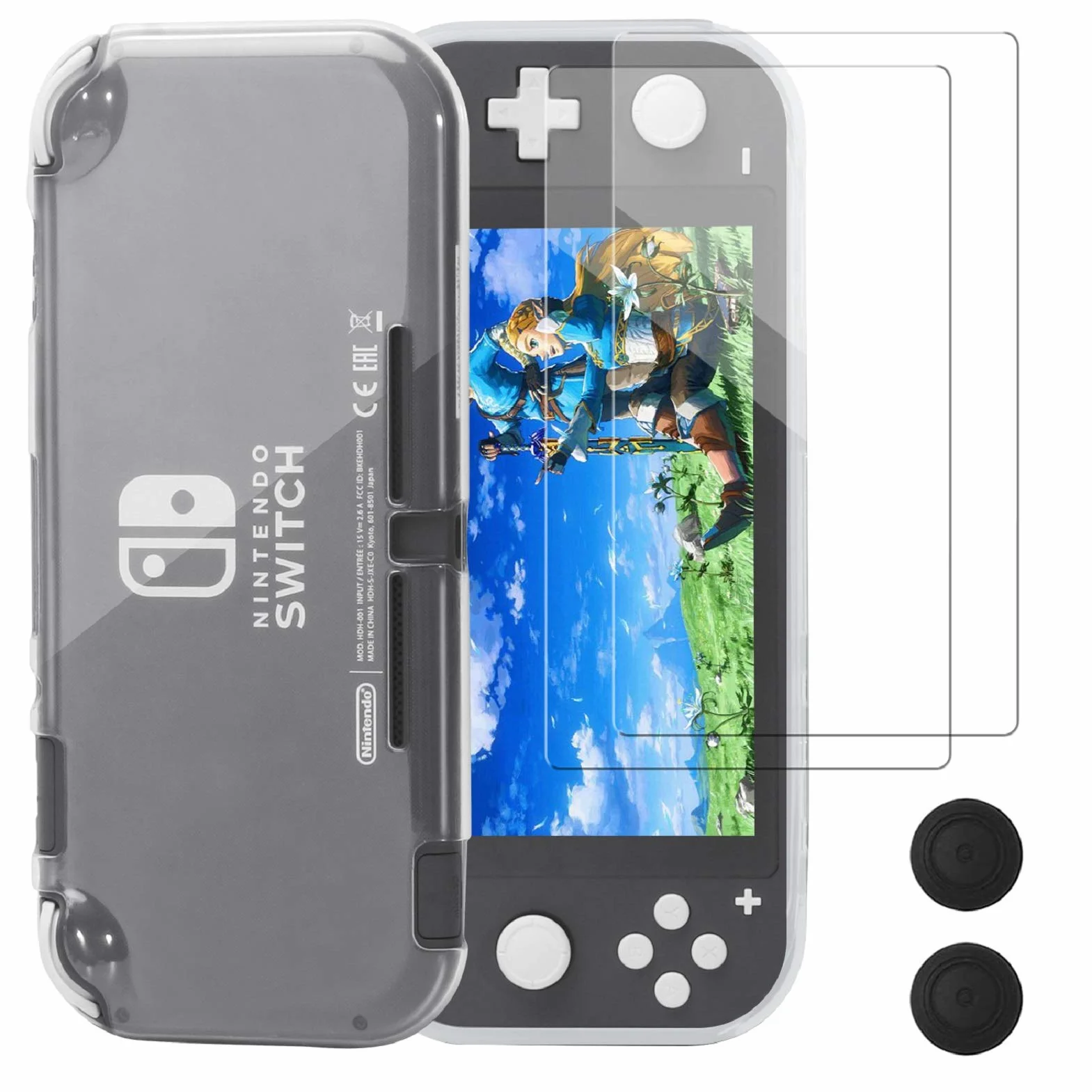 REDTRON Etui ochronne na Nintendo Switch Lite, komfortowe etui z tworzywa TPU z osłoną ekranu ze szkła hartowanego i nakładkami na kciuk do konsoli Nintendo Switch Lite 2019