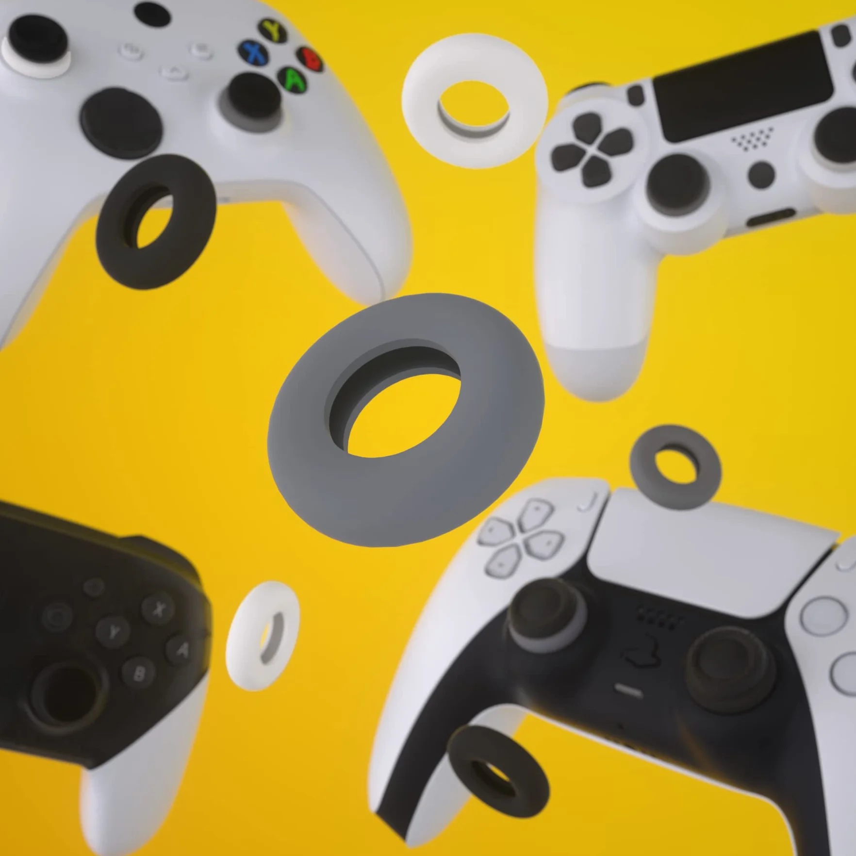 PlayVital 3 par Precision Rings do ps5/ps4 BuffeRings Silikonowe Pierścienie Assist Amortyzatory Thumbsticka do Xbox Series/One X S,do Xbox 360,do Switch Pro,do Steam Deck