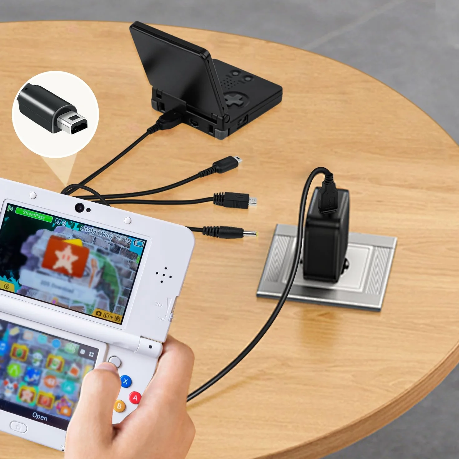 Mcbazel 5 w 1 USB kabel ładujący dla Nintendo DS Lite/NDS/New 3DS XL/New 3DS/3DS XL/3DS/2DS/DSi XL/Wii U/GBA SP/PSP 1000/2000/3000