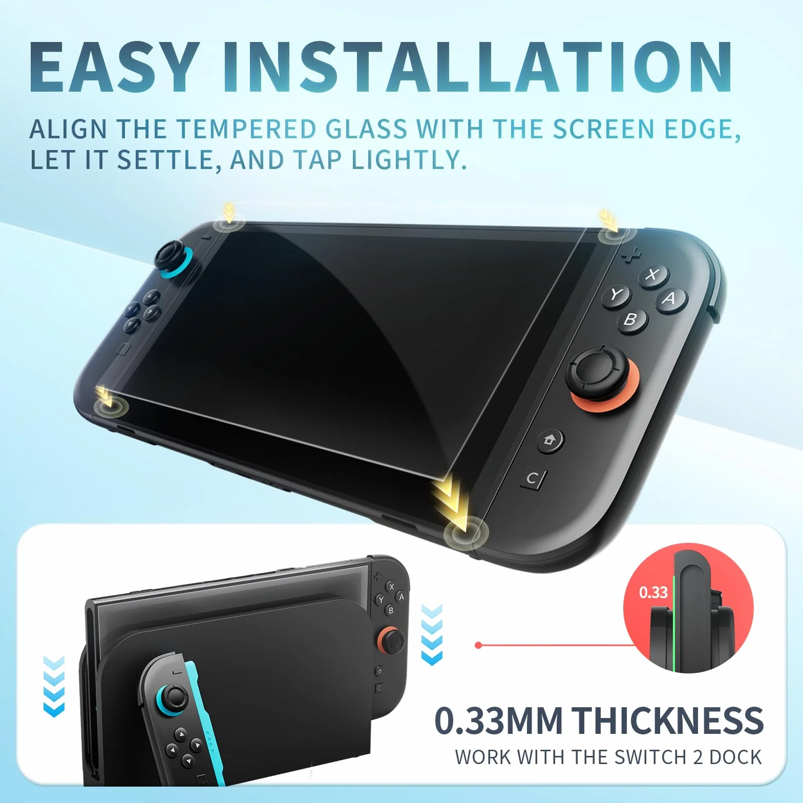 Tixlux 3 sztuki ochrony wyświetlacza do Switch 2 – odporna na zarysowania, bez pęcherzyków powietrza, wysoka przejrzystość, łatwy montaż