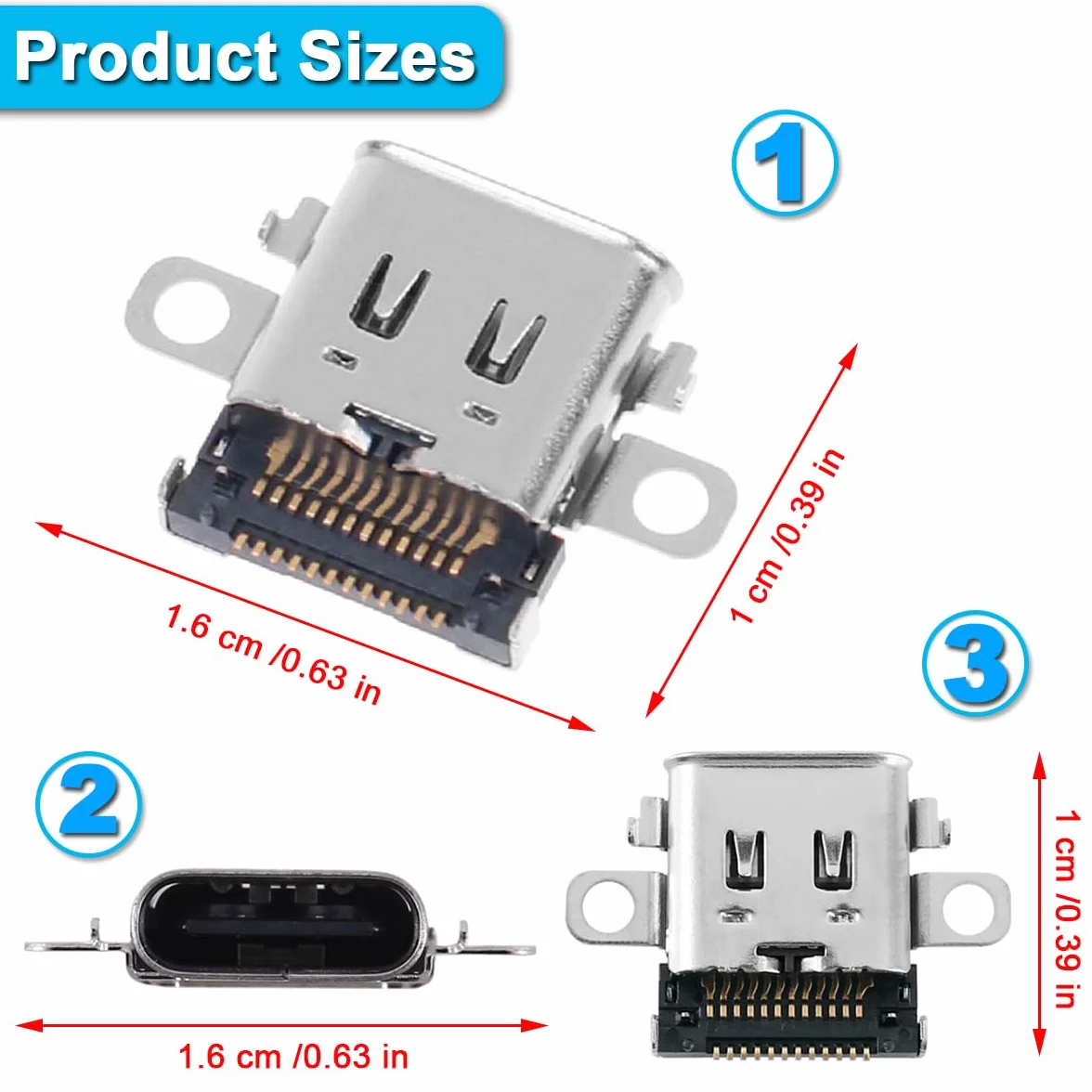 4-pak zamiennych portów ładowania typu C, kompatybilny z konsolą Nintendo Switch, zestaw naprawczy gniazda ładowarki USB-C, do naprawy ładowarki NS Switch