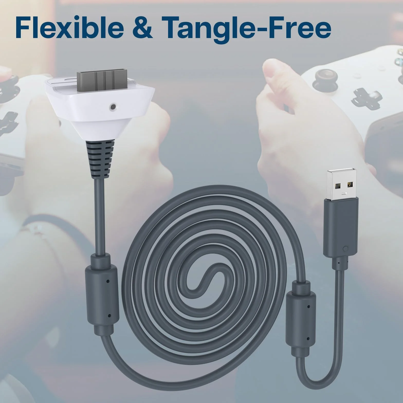 Kabel Ładowarki USB do XBOX 360/360 Slim Wireless Controller firmy MMOBIEL - 1,8m Kabel Zamienny do Kontrolera Bezprzewodowego - Kabel do Kontroler do Gier, Adapter do Konsoli - Biały