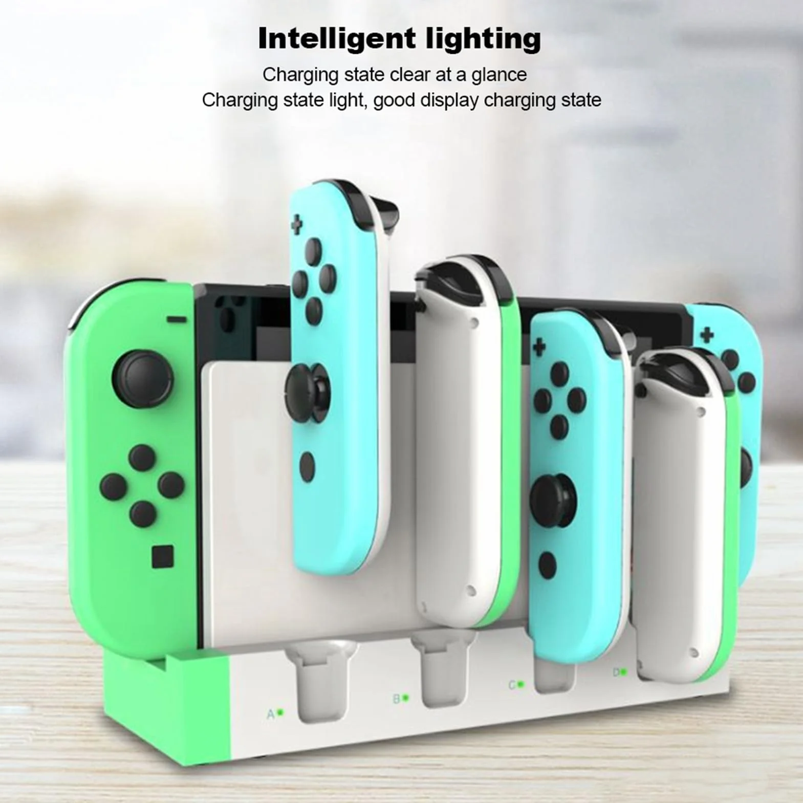 Stacja ładująca do przełącznika N-Switch, PG‑9186 4 gniazda stacja ładowania kontroler podstawa ładowarki, ze wskaźnikiem LED - kontrolery nie są dołączone…
