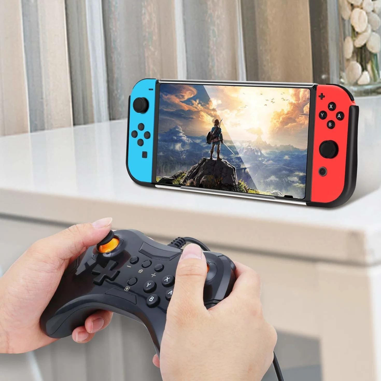 Etui ochronne kompatybilne z Nintendo Switch, wysokiej jakości TPU, mocne etui na konsolę ochronną, przezroczyste/czarne