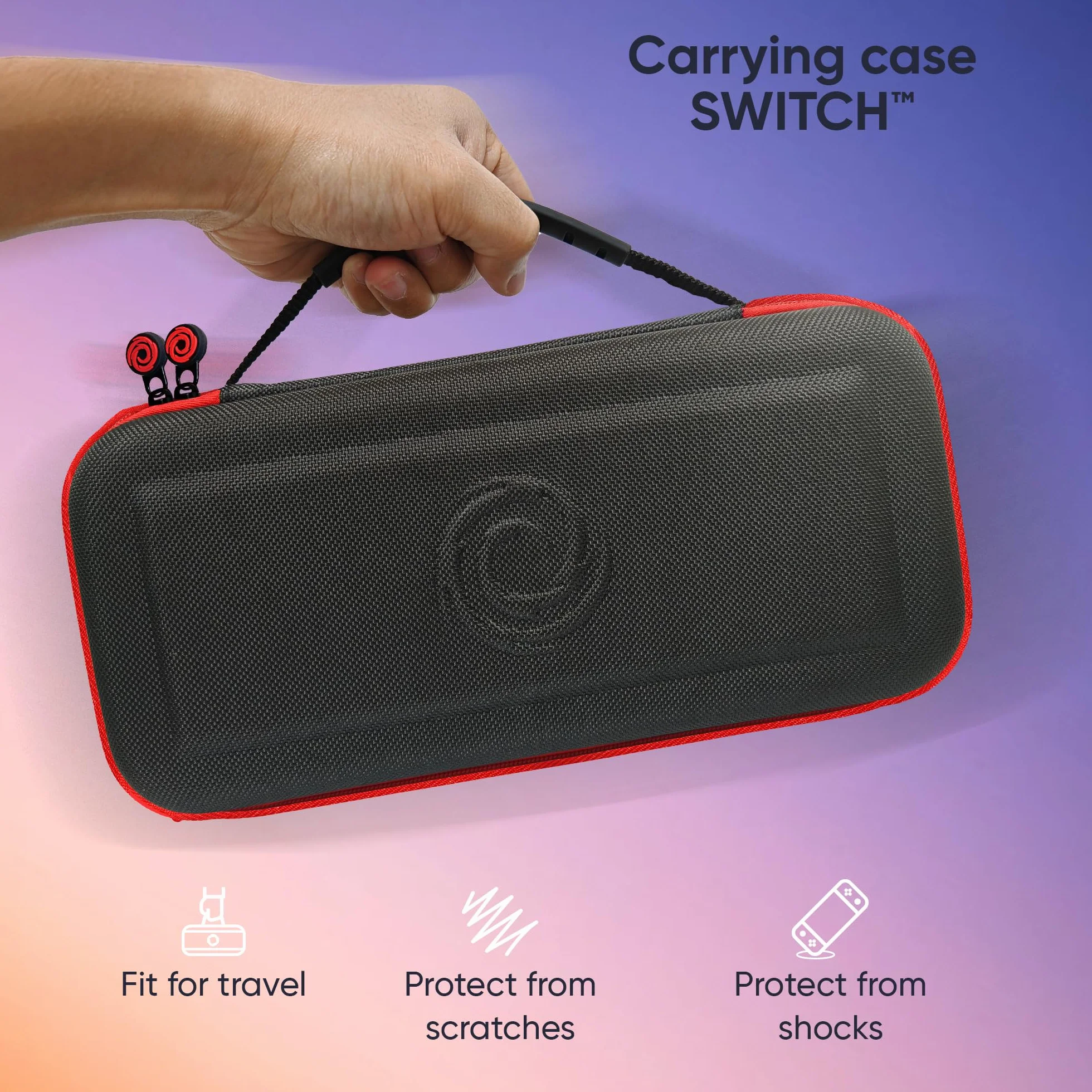 Oniverse Etui ochronne kompatybilne z Nintendo Switch 2 – Sztywna wodoodporna torba z uchwytem, Wyściełane wnętrze, Miejsca na gry, Siatkowa kieszeń – Czarny