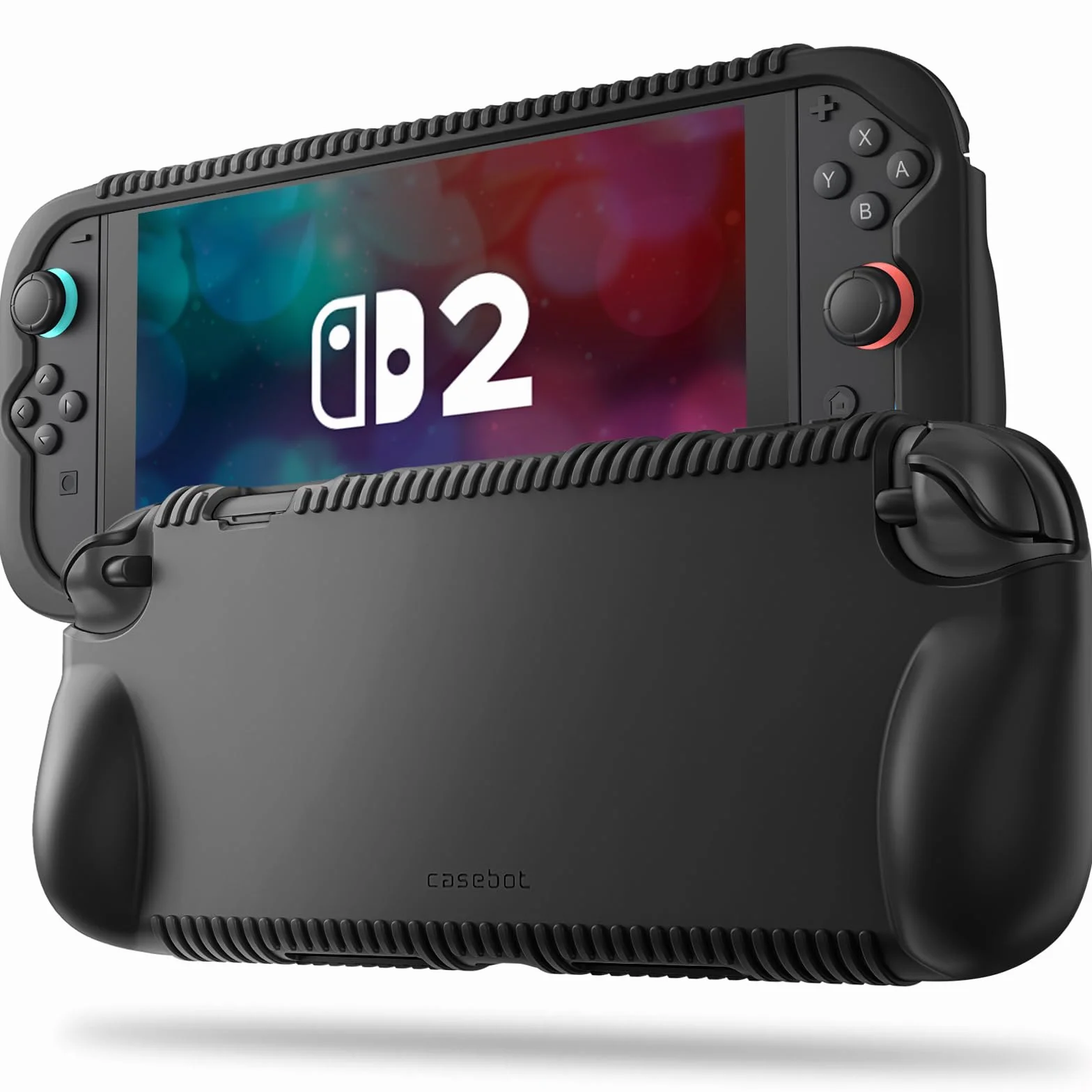 FINTIE Silikonowe etui Kompatybilny z Nintendo Switch 2 (2025) - miękkie [antypoślizgowe] [odporne na wstrząsy] etui ochronne z przegródkami na karty do gier i ergonomicznym uchwytem, Czarne