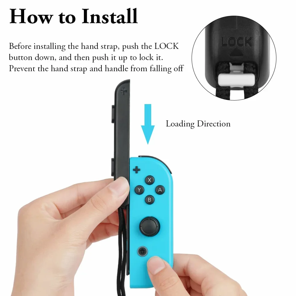 Vicloon Pasek na ręka Gamepad, 1 para pasków do Switcha Gamepada z 2 nakładkami joysticka, zapasowy pasek do Joycon