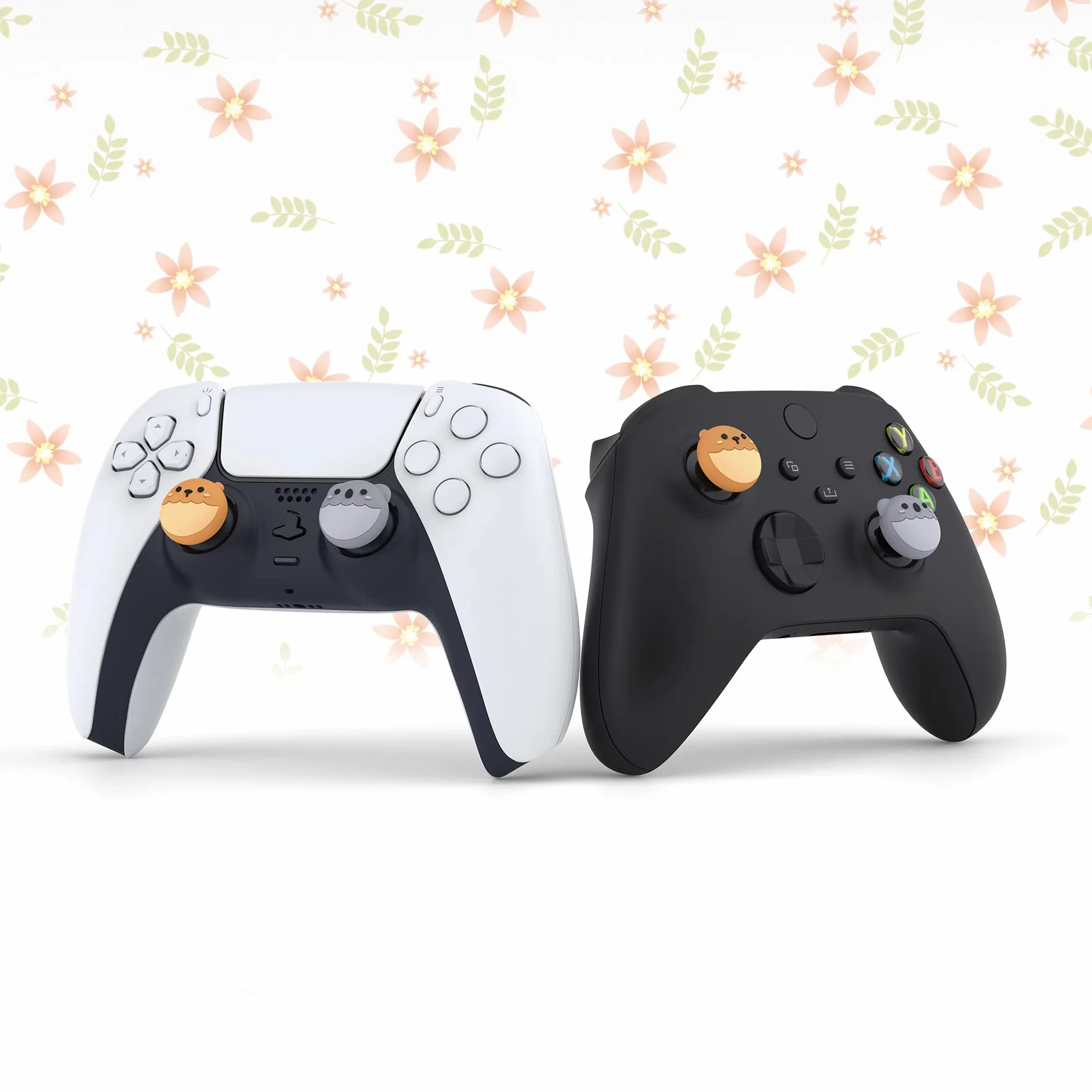 PlayVital 4PCS Thumb Grip Caps do ps5 Controller Nakładki na kciuk do ps4,Analogowa Osłona Sztyftu kompatybilny z Xbox Series X/S,Uchwytami na Kciuki do Switch Pro-Niedźwiedź Brunatny&Koala