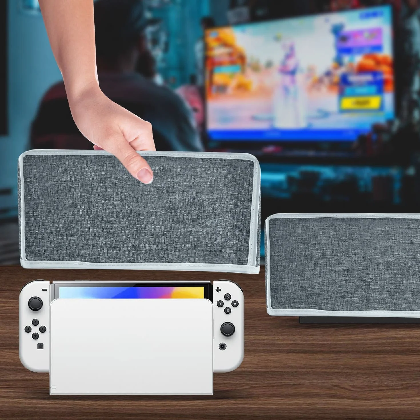 Mcbazel Osłona przeciwpyłowa odporna na zachlapanie osłona do przełącznika NS / Switch OLED – szara