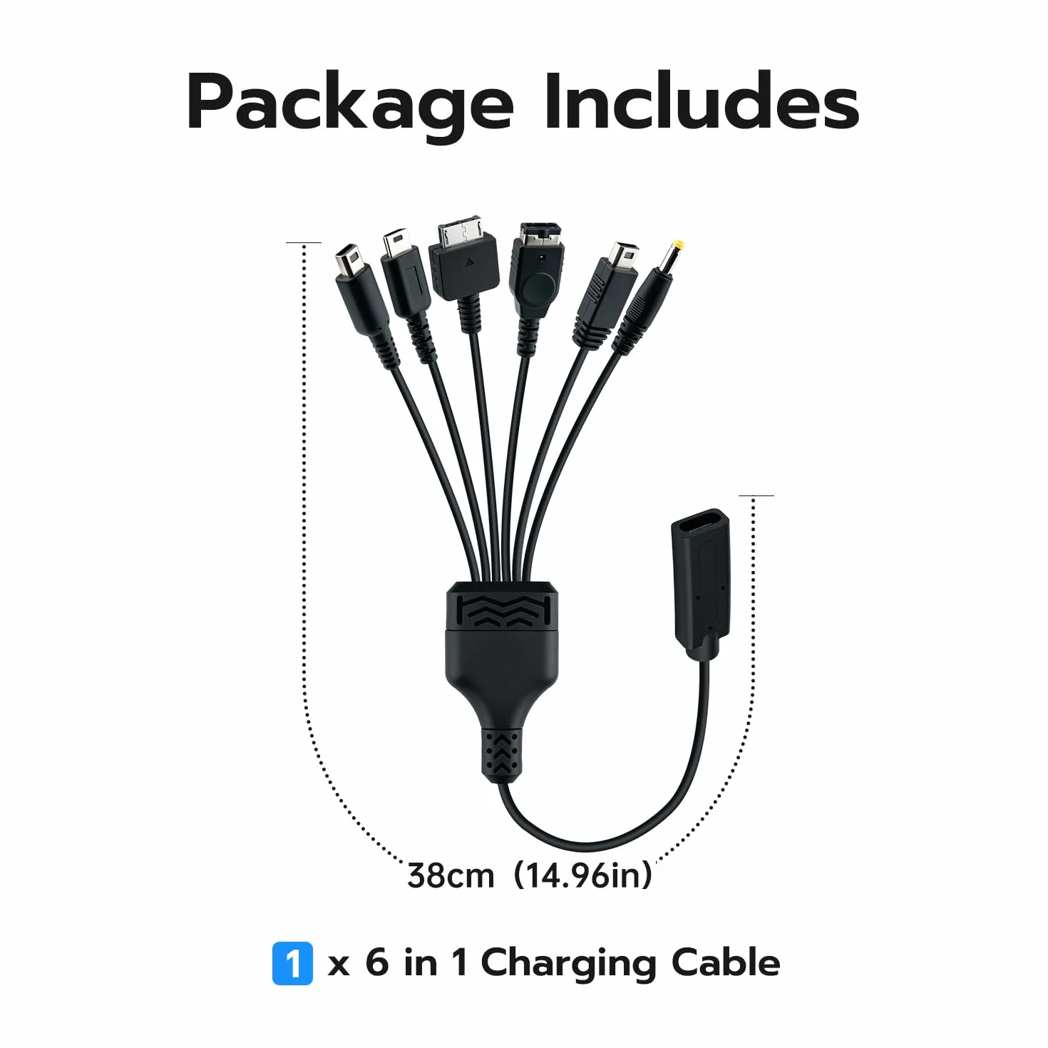 Mcbazel Kabel ładujący 6 w 1 typ C do NS DSi, 3DS, 2DS (w tym XL i nowe modele), DS, DS Lite, WII U, GBA SP, PSP1000 2000, 3000, PS VITA1000