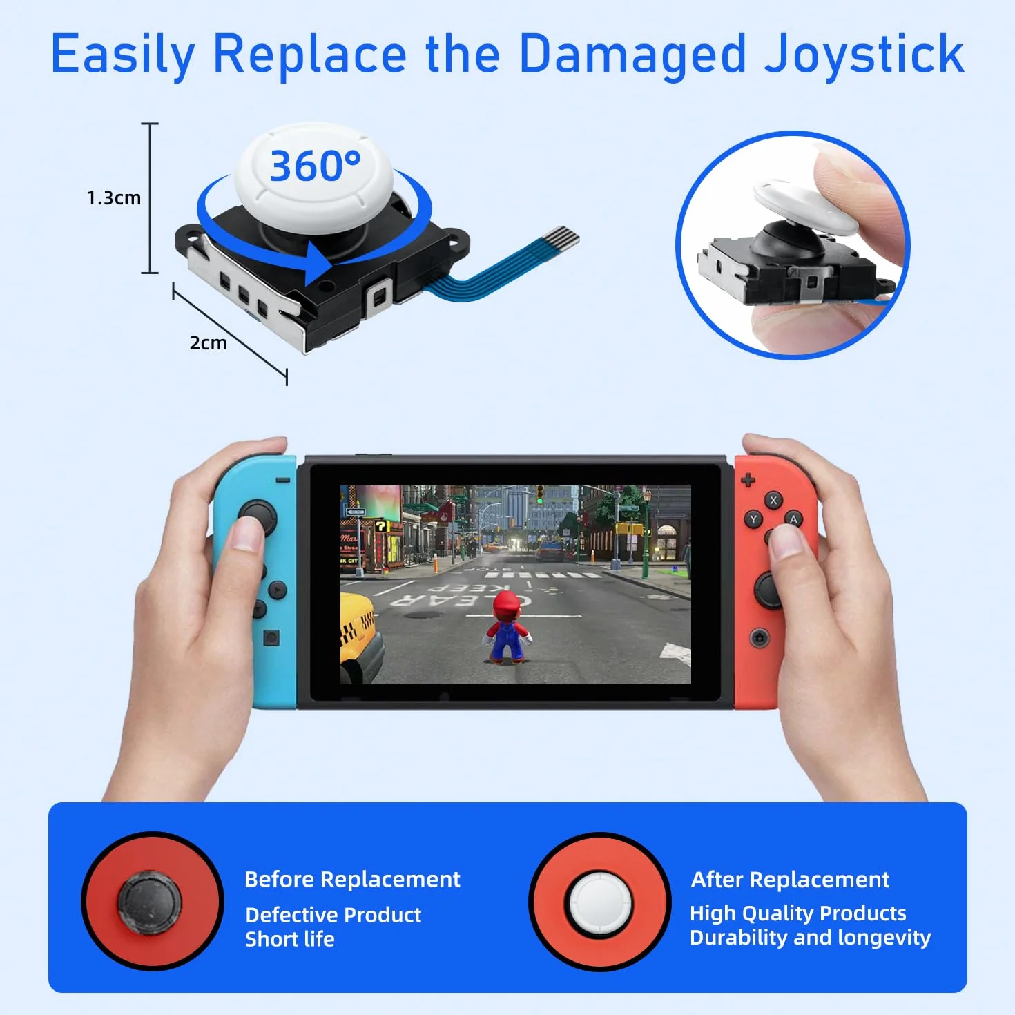 Wigearss 3D analogowy zamiennik joysticka, analogowy i zestaw narzędzi naprawczych do przełączników NS / przełącznika OLED Joy-z kontrolerem / przełącznikiem Lite