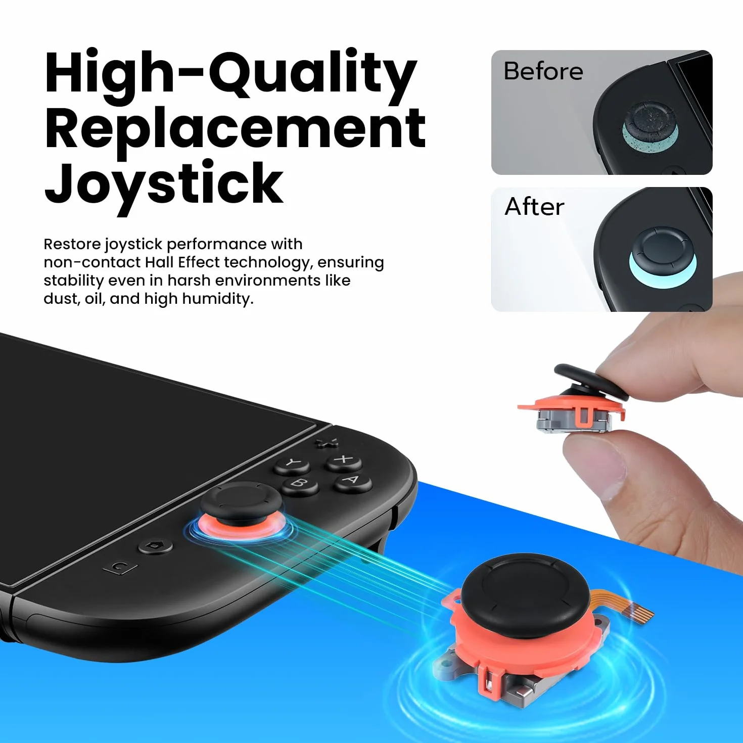 Wigearss Joystick analogowy 3D z czujnikiem efektu Halla do Nintendo Switch 2