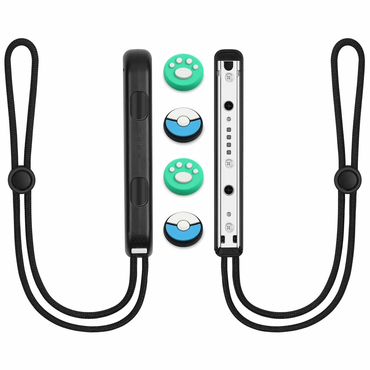 Vicloon Pasek na ręka Gamepad, 1 para pasków do Switcha Gamepada z 2 nakładkami joysticka, zapasowy pasek do Joycon