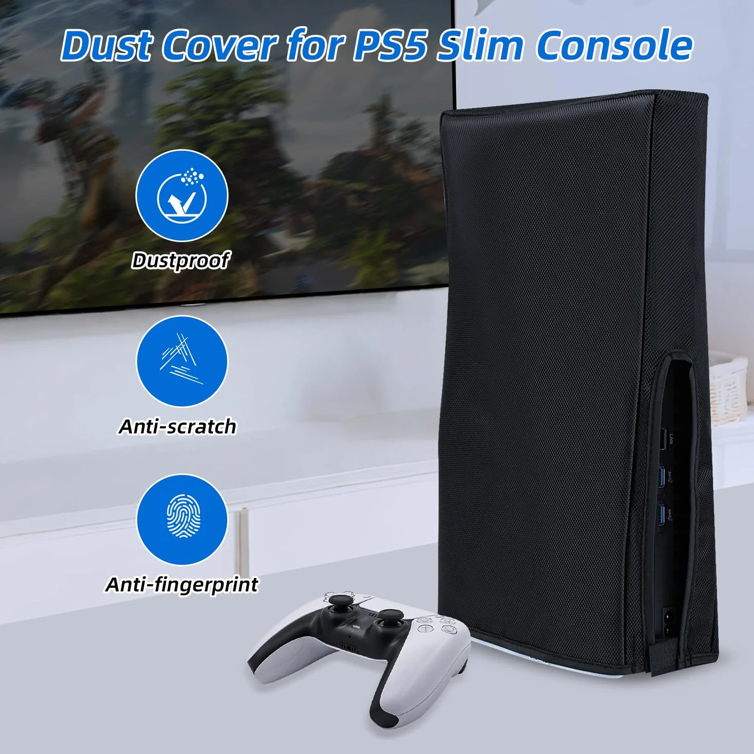 Etui ochronne na konsolę PS5 Slim, odporne na zachlapanie i ochrona przed kurzem do konsoli PlayStation 5 Slim Digital Edition/Disc, nie pasuje do PS5/PS5 Pro (czarne)