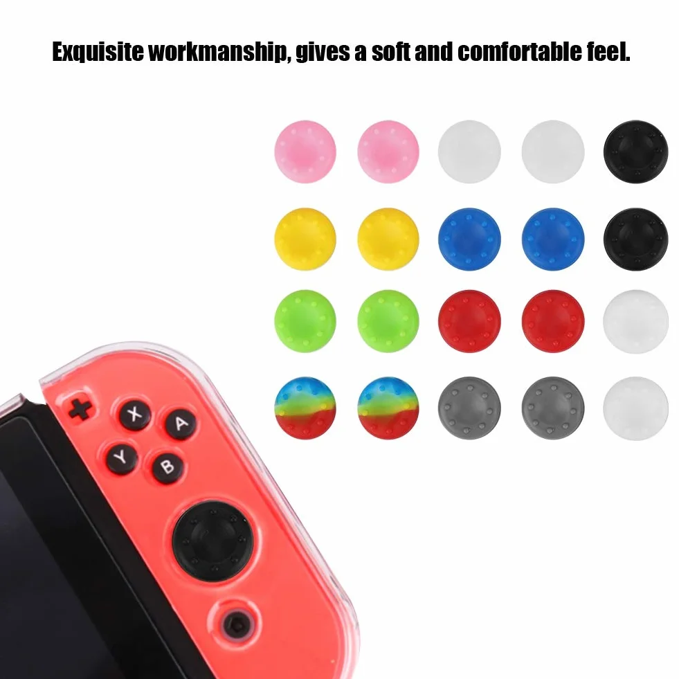 20 sztuk kolorowy silikonowy uchwyt na kciuk analogowa nasadka na joystick antypoślizgowy kontroler do gier nakładki na joystick na PS4 / PS3 / Xbox