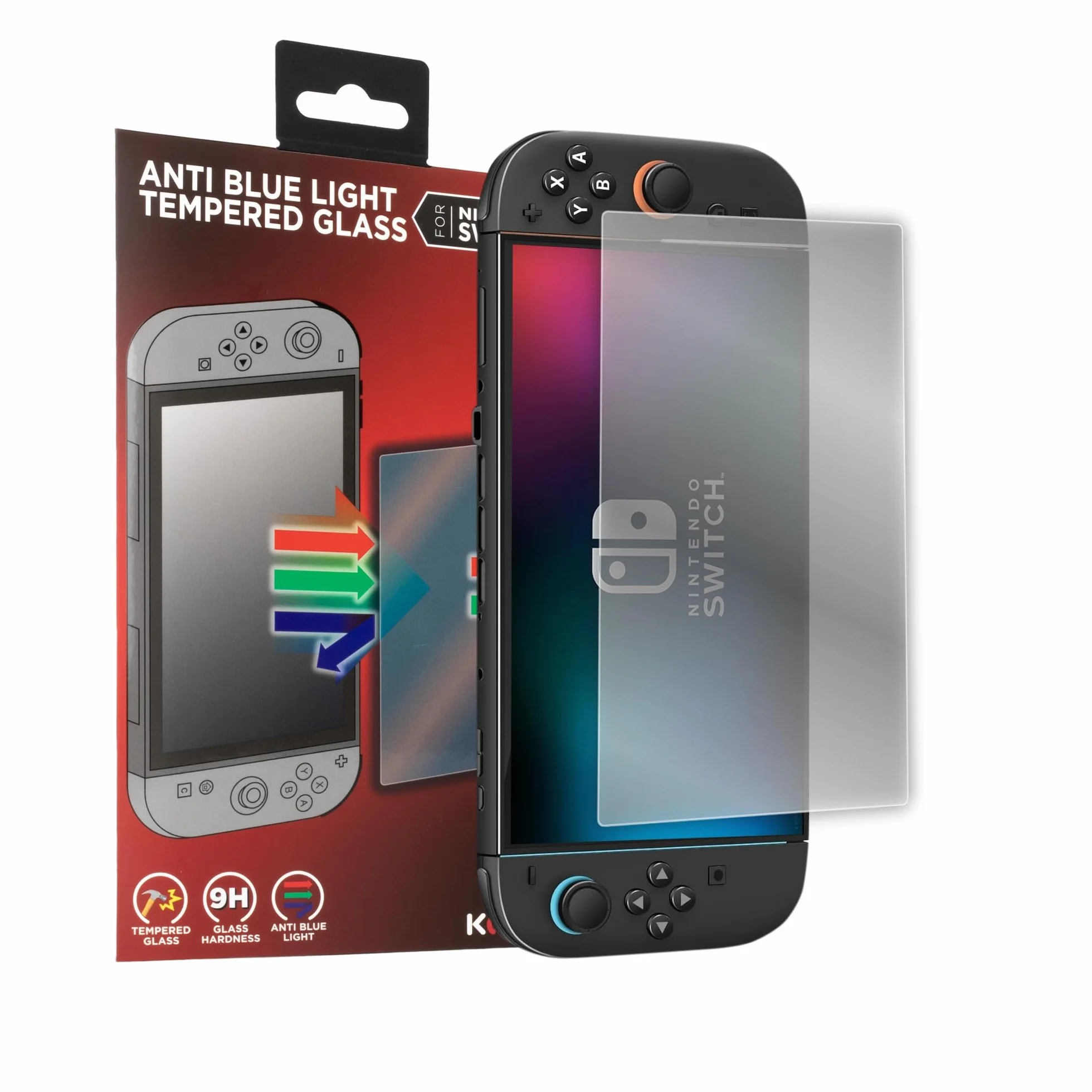 Konix Ochraniacz ekranu ze szkła hartowanego do Nintendo Switch 2 - filtr niebieskiego światła - bez pęcherzyków - twardość 9 h - 100% przezroczysty