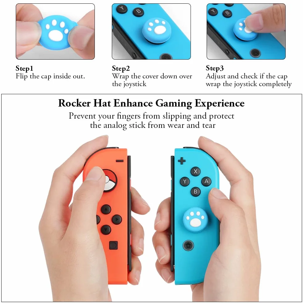 Vicloon Pasek na ręka Gamepad, 1 para pasków do Switcha Gamepada z 2 nakładkami joysticka, zapasowy pasek do Joycon