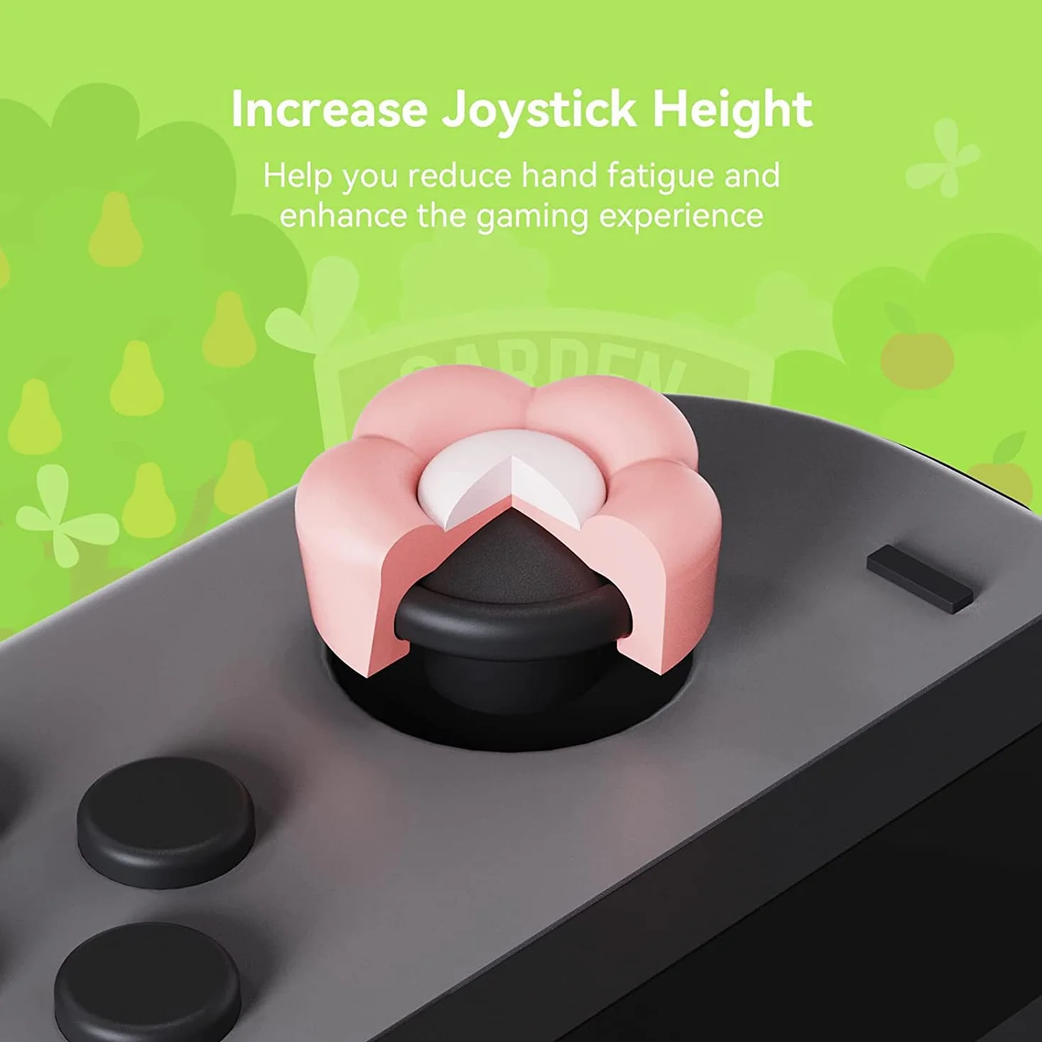 GeekShare Silikonowe nakładki na kciuki Joystick, osłona joysticka kompatybilna z Switch/OLED/Switch Lite, 4 szt. - serce i kwiat (różowy i żółty)