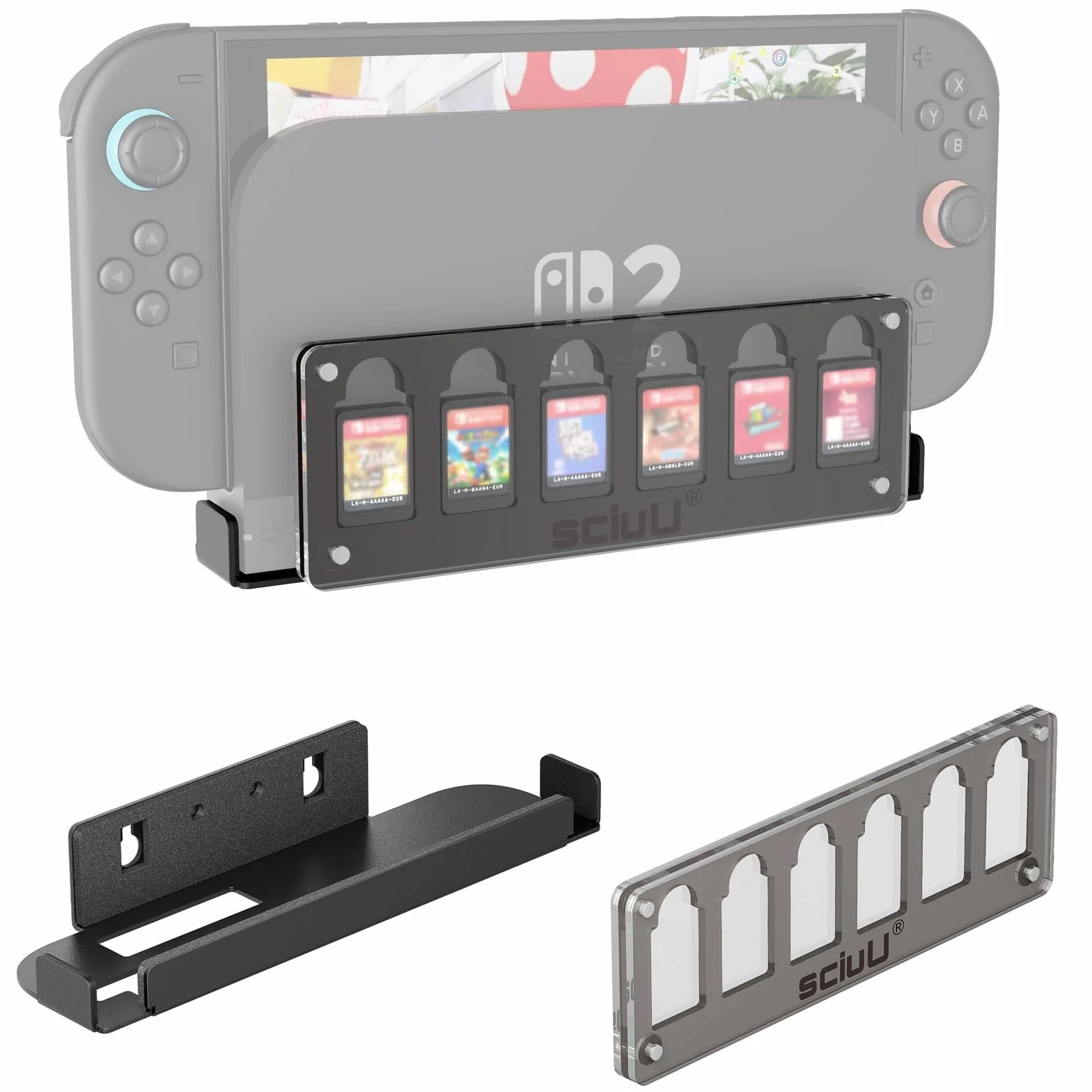 sciuU Uchwyt ścienny kompatybilny z Nintendo Switch 2 Dock – 1,5 mm stal nierdzewna 1,5 mm stal nierdzewna, odporny na zarysowania lakier proszkowy, otwarty wentylacja do odprowadzania ciepła