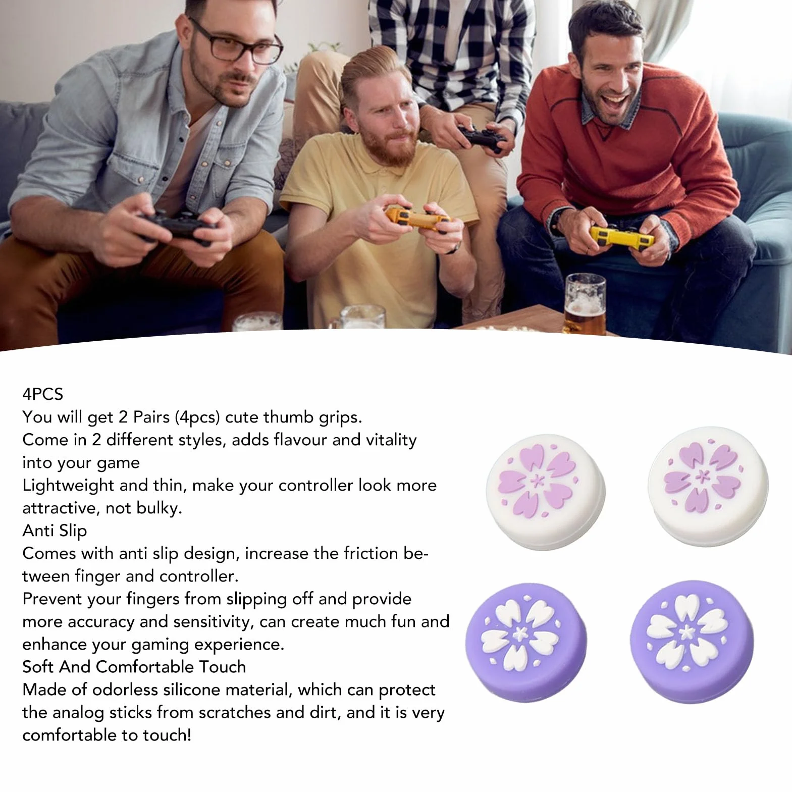 4 szt. Śliczne Nakładki na Kciuki Przełącznika do Przełącznika OLED, Konsoli Lite, Nasadka Joysticka Kawaii Miękkiego Silikonu Drążek Analogowy Osłona Przycisku, do Kontrolera