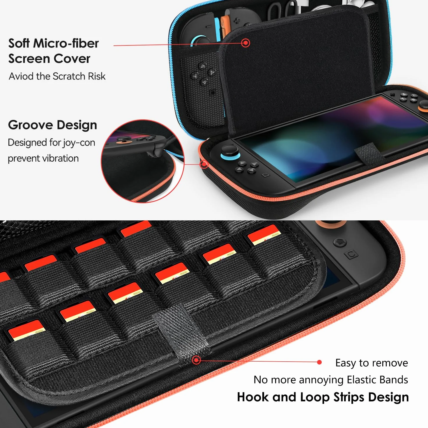 ivoler Torba kompatybilna z Nintendo Switch 2 model 2025, przenośna ochronna twarda obudowa, etui z miejscem na 12 gier i innymi akcesoriami (12 cali)