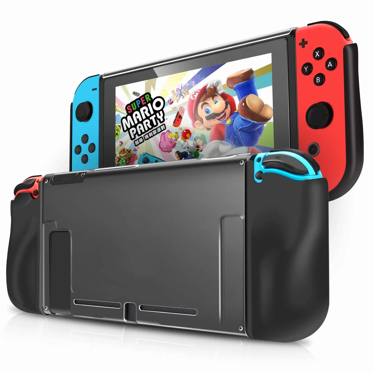 Etui ochronne kompatybilne z Nintendo Switch, wysokiej jakości TPU, mocne etui na konsolę ochronną, przezroczyste/czarne