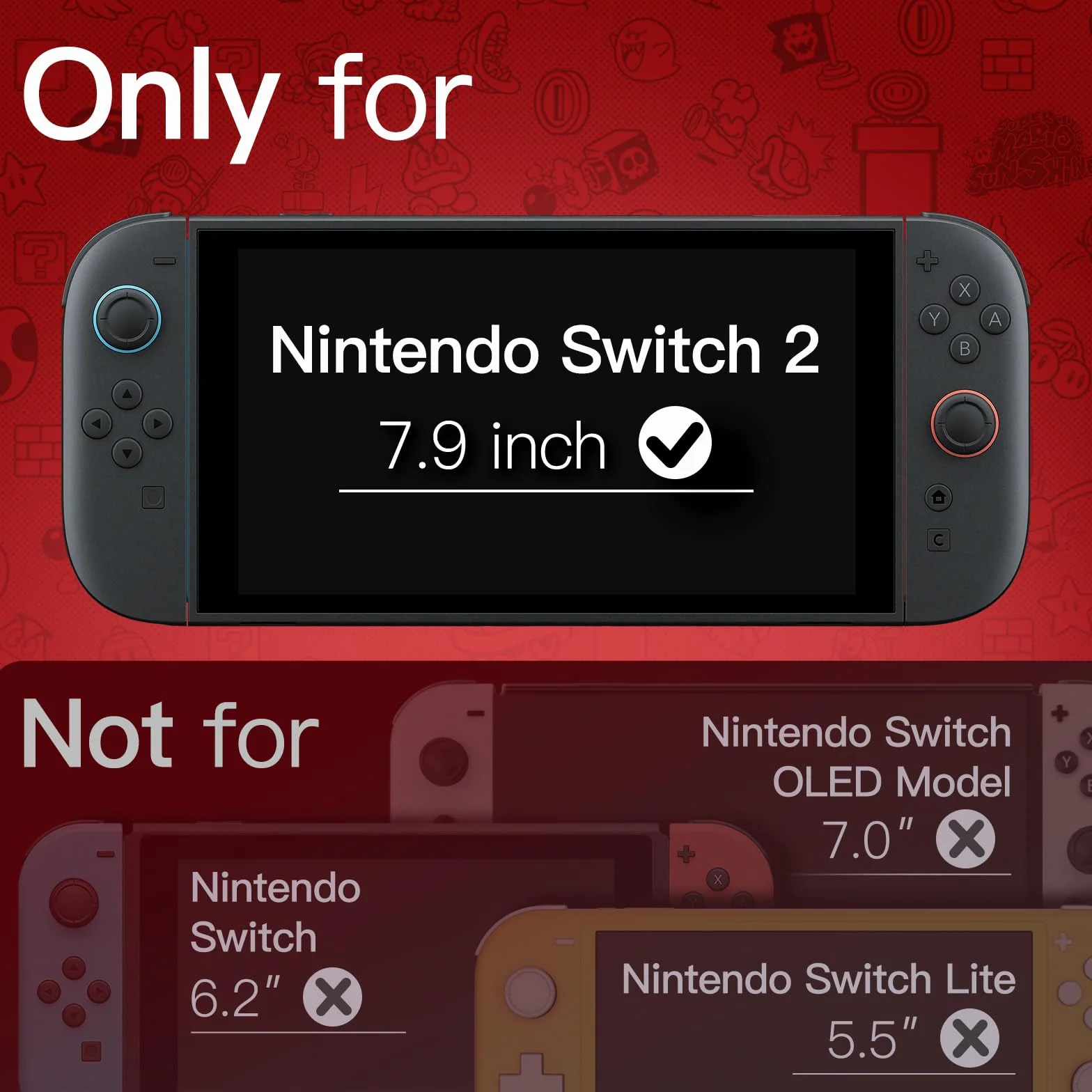 JETech Przezroczyste Dokowalne Etui dla Nintendo Switch 2 (2025) 7,9 Cala, Miękka Osłona Chwytu TPU dla Joy-Con Odłączanego, Szczupły Niosąc Ochronną PC Tylna Skorupa