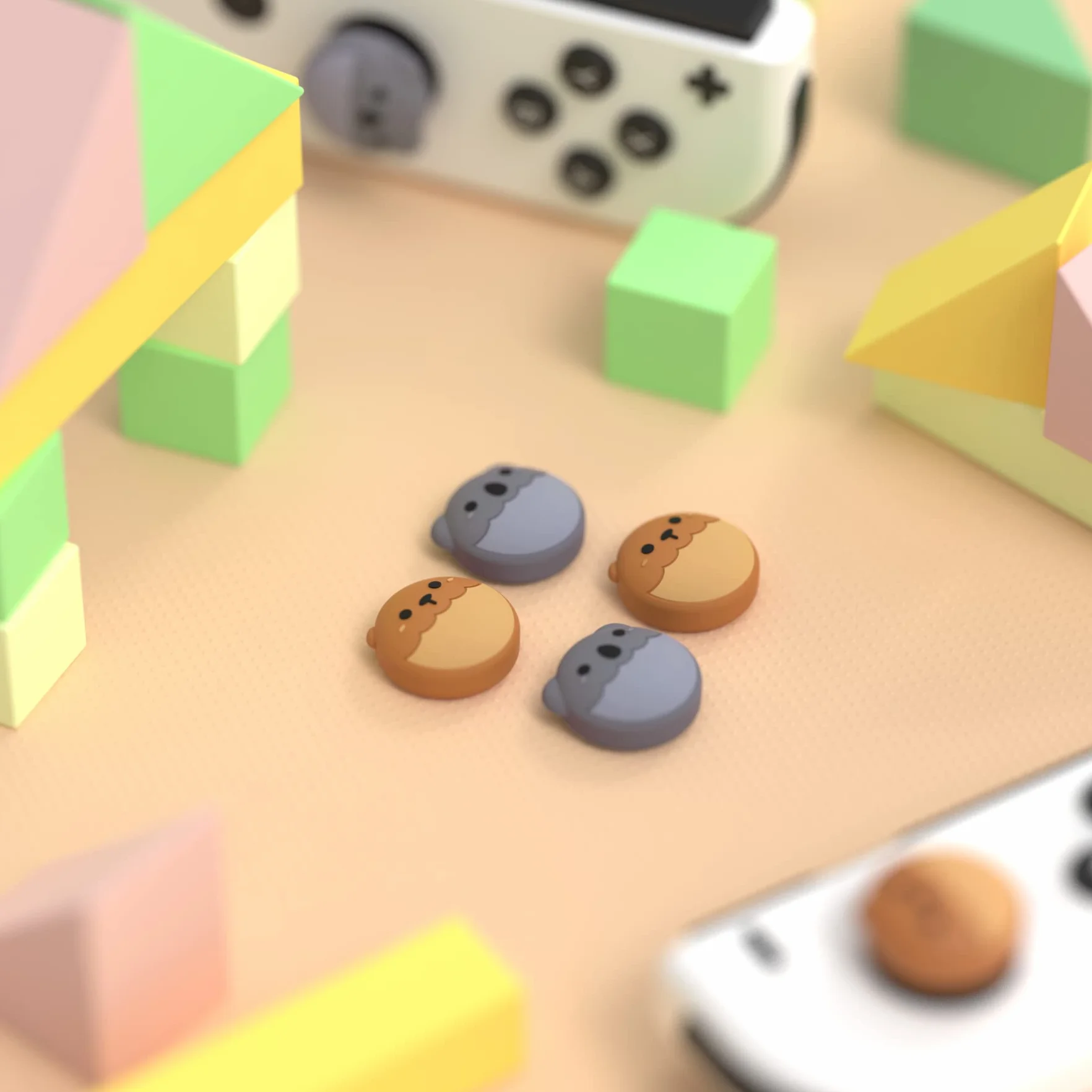 eXtremeRate PlayVital Joystick Caps do Switch,Thumb Grip Caps do Switch Lite,Silikonowa Osłona Analogowa do Switch OLED Joycon Uchwytów na Kciuk do Switch & Switch Lite & Switch OLED-Kocie Łapki