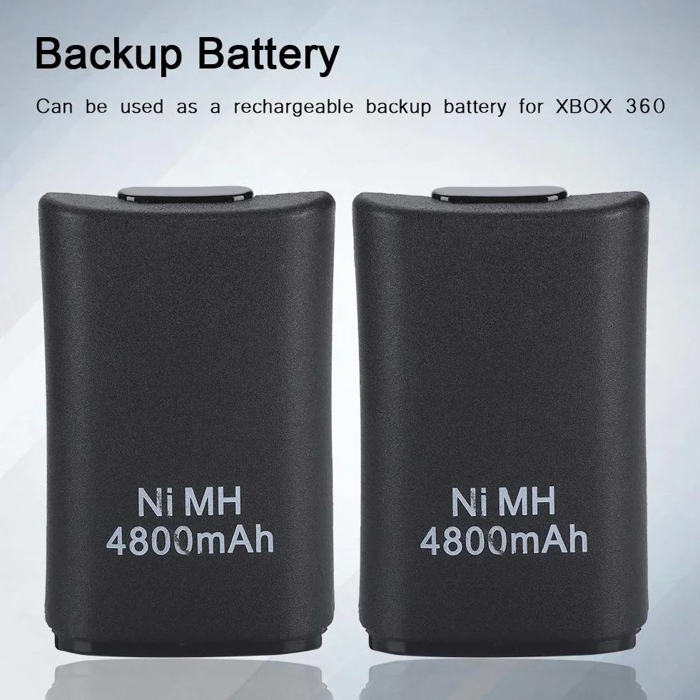 Bateria do kontrolera Xbox 360, akumulator 4800 mAh, zapasowa bateria i zestaw ładujący z kablem ładującym, podstawką ładującą do kontrolera Xbox 360 (czarny)
