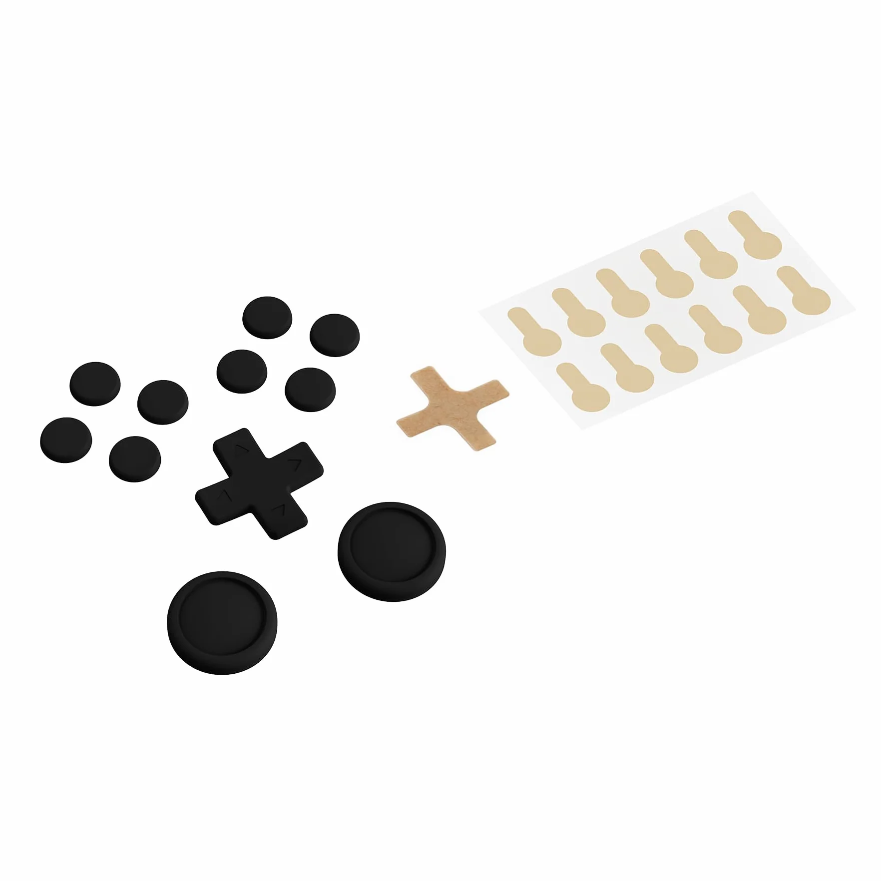 PlayVital Joystick Caps do Nintendo Switch/Lite/OLED Joycon Akcesoria,Ochrona Sticka Analogowego z Naklejkami na Przyciski ABXY i Pokrywą D-Pad w Kształcie Krzyża-Czarny