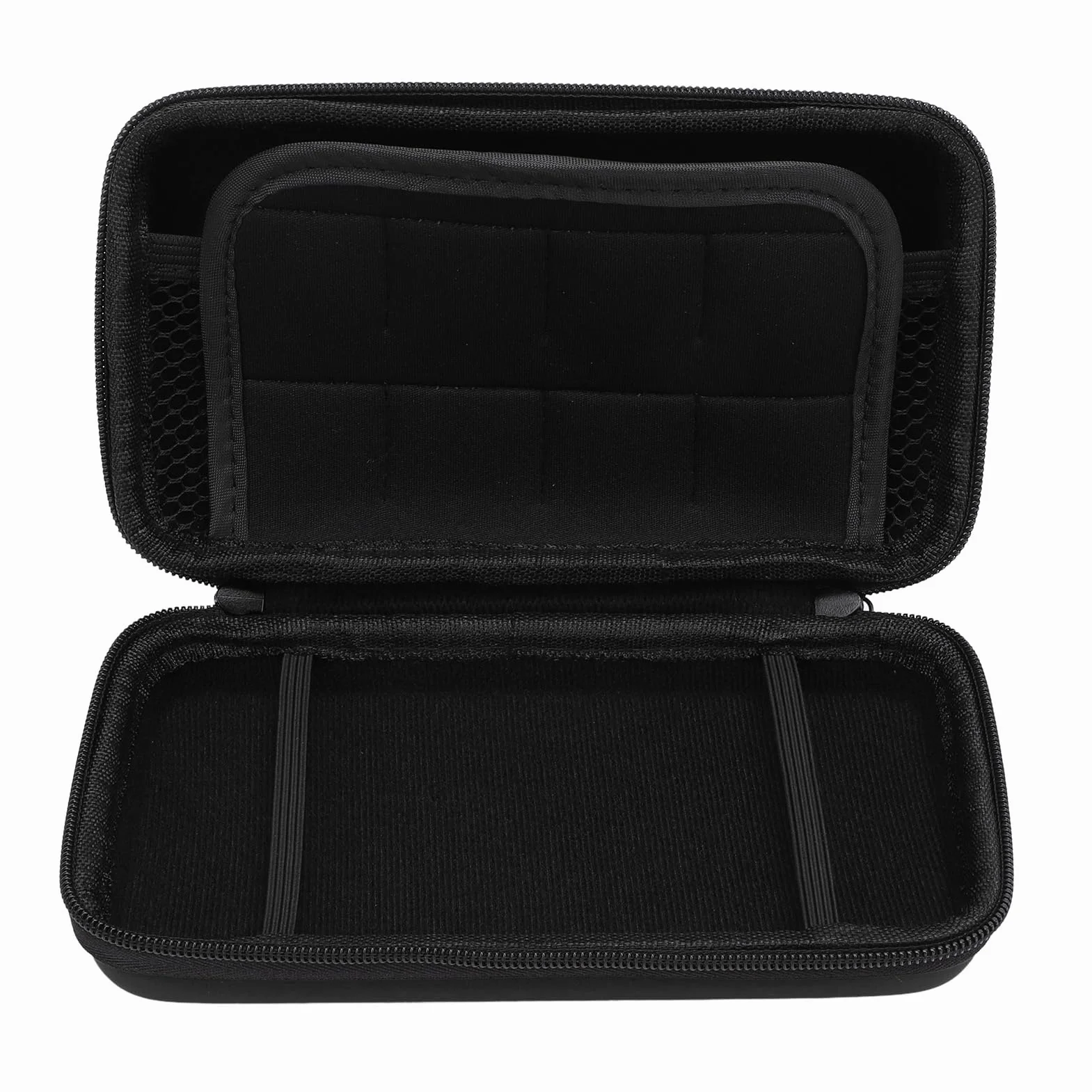 Acouto Etui transportowe do nowego 2DS XL 2DS LL dla nowego 3DS 3DS z 8 gniazdami twarda obudowa podróżna etui na akcesoria do konsoli jest to 68 x 39 x 16 cali, czarne, swobodny