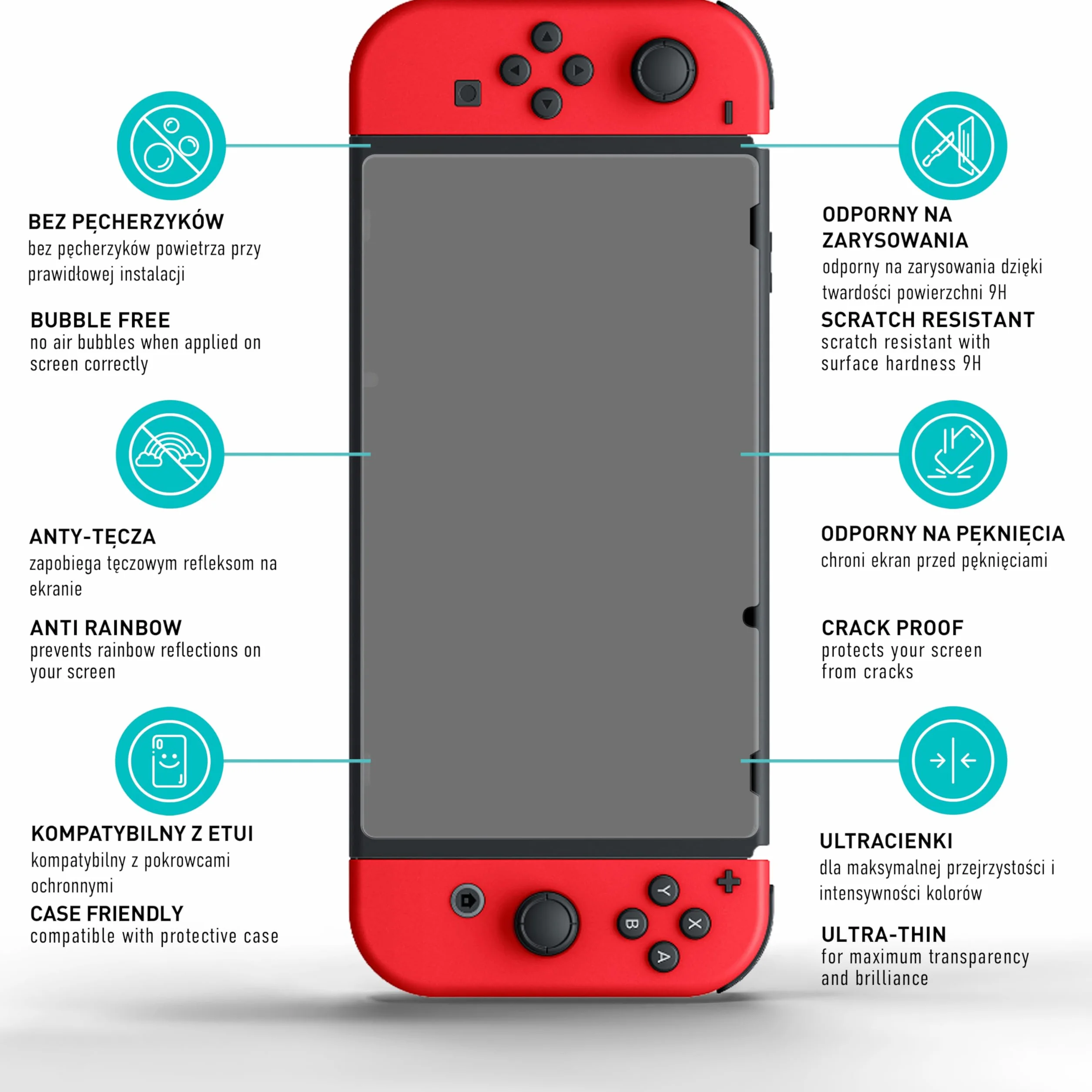 smartect Szkło Hartowane [2 Sztuki, Clear] dla Nintendo Switch 2019/2018 / 2017, Szklana Ochrona Ekranu 9H, Ochraniacz Ekranu bez Pęcherzyków, Bez Odcisków palców