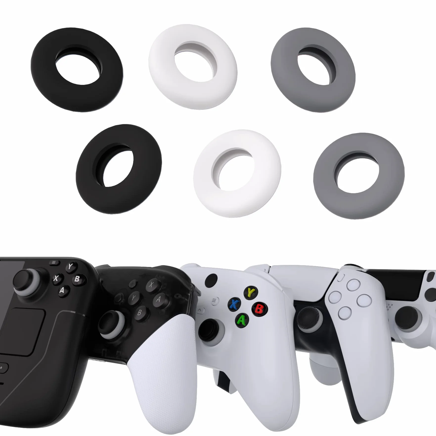 PlayVital 3 par Precision Rings do ps5/ps4 BuffeRings Silikonowe Pierścienie Assist Amortyzatory Thumbsticka do Xbox Series/One X S,do Xbox 360,do Switch Pro,do Steam Deck