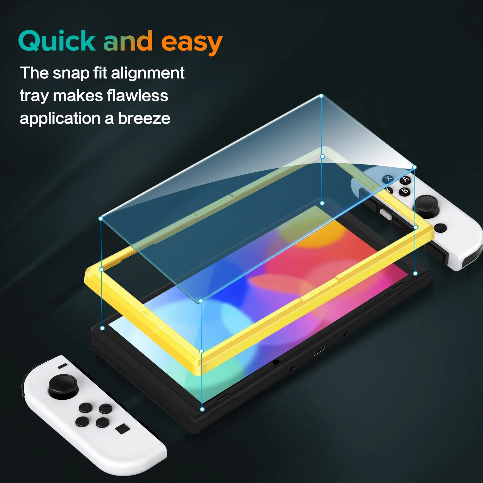 ivoler 4-calowy zestaw szkła hartowanego kompatybilny z Nintendo Switch OLED model 7-calowy 2021, z zestawem montażowym, folią ochronną - szkło 9H - odporne na zarysowania - bez pęcherzyków