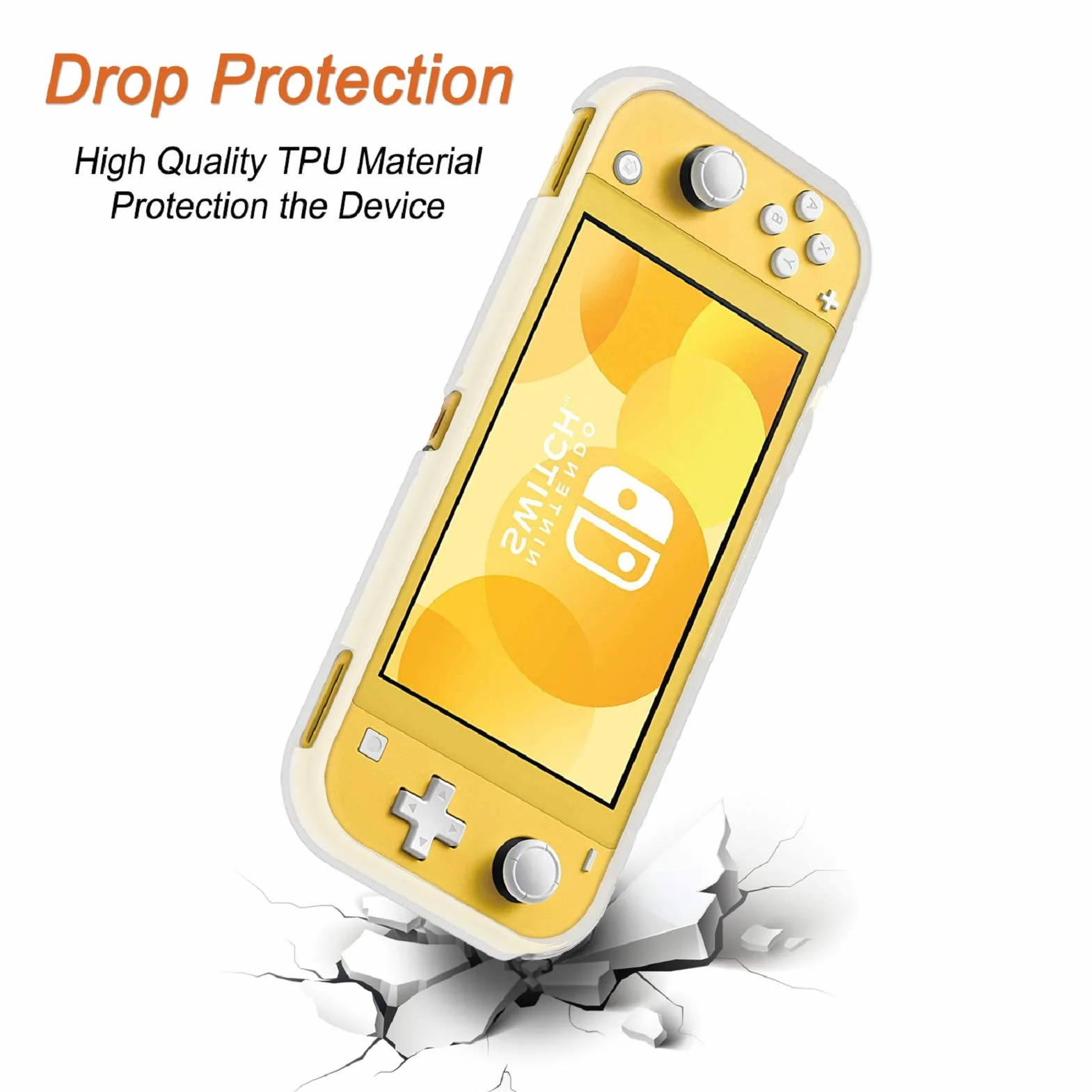 REDTRON Etui ochronne na Nintendo Switch Lite, komfortowe etui z tworzywa TPU z osłoną ekranu ze szkła hartowanego i nakładkami na kciuk do konsoli Nintendo Switch Lite 2019