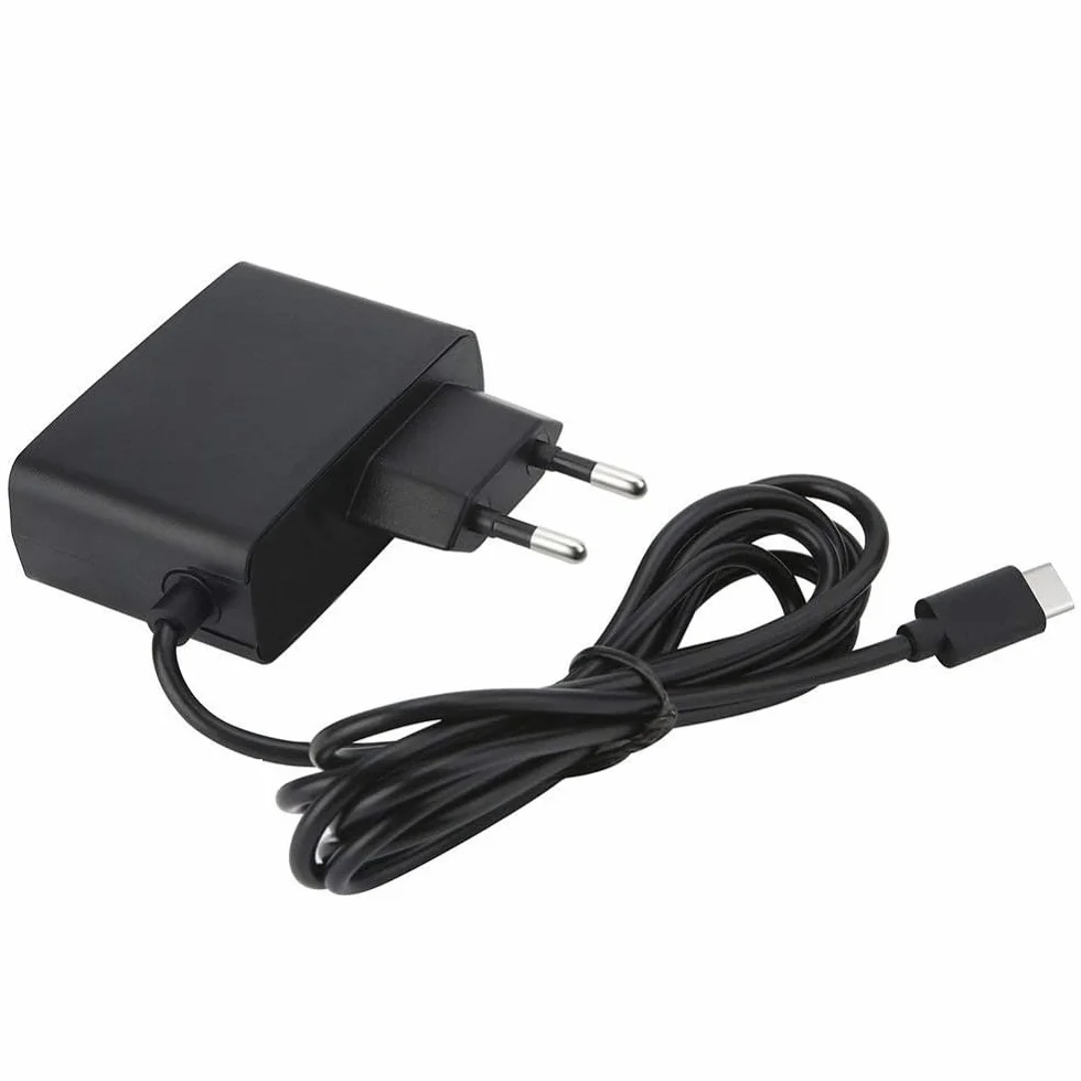 Ładowarka USB typu C do przełącznika Nintendo, bardzo mocny zasilacz sieciowy 2,4 A, ładowarka ścienna, szybkie ładowanie, 1,5 m, czarna
