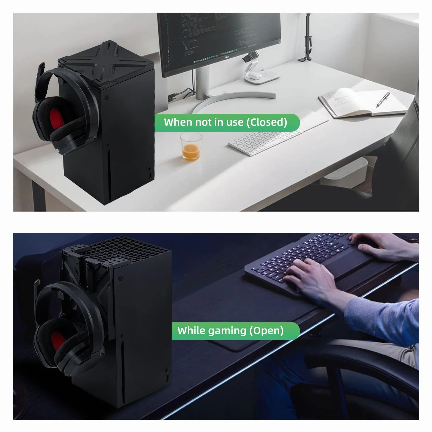 Wigearss Osłona przeciwpyłowa do Xbox Series X z uchwytem na słuchawki
