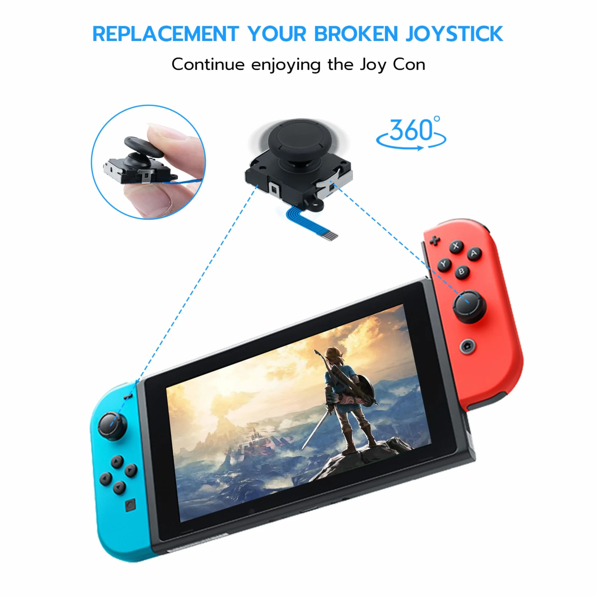 Tolesum Switch Joycon 3D Joystick Analogowy Zestaw Naprawy dla NS Switch/przełącznik OLED Joy-Con/Switch Lite Controller z Narzędziami Naprawy-Czarny
