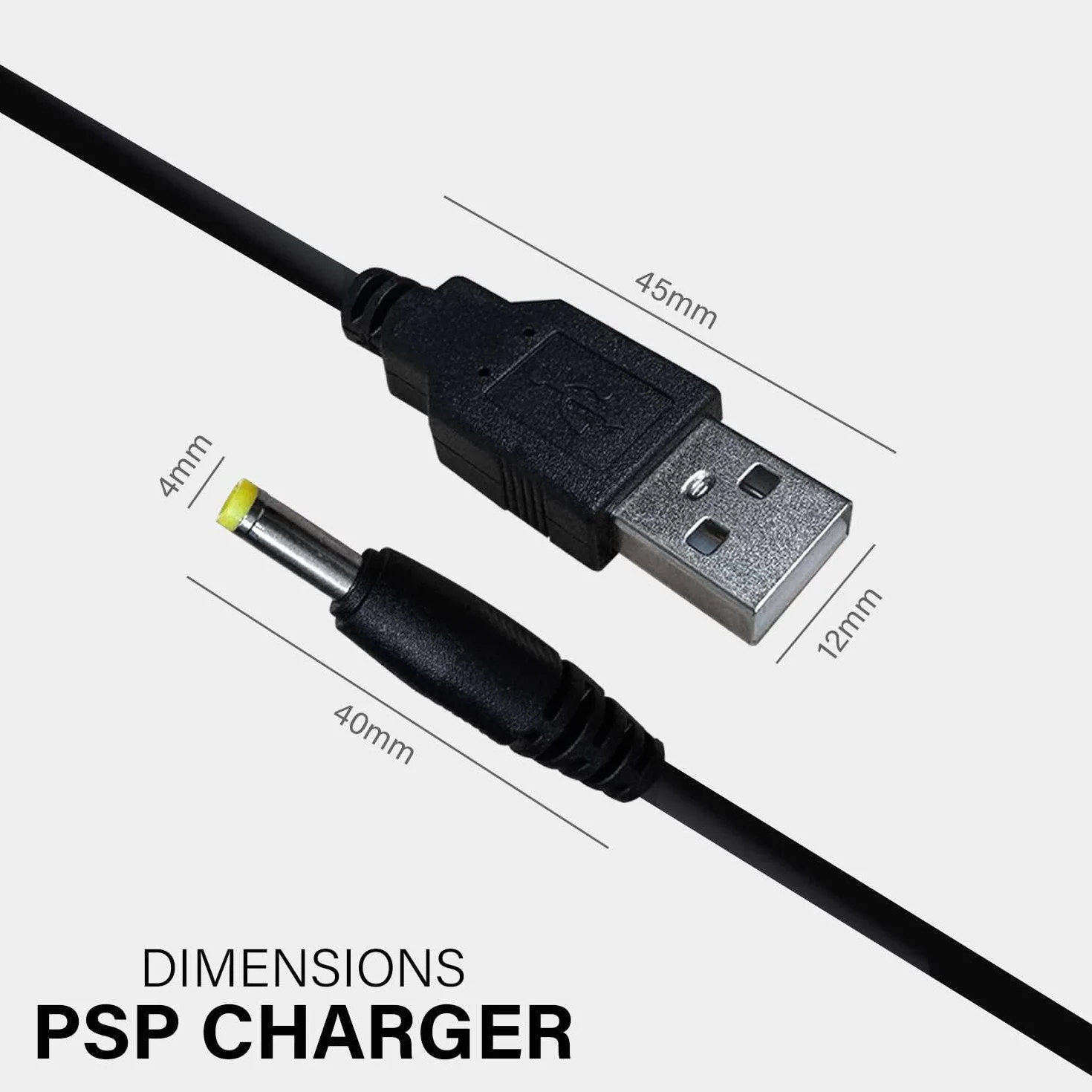 OcioDual Kabel ładujący USB DC Kabel do ładowania kompatybilny z PSP 1000 PSP 2000 PSP 3000, głośniki, kamery bezpieczeństwa, uniwersalna ładowarka do baterii, 5 V, 2A, USB 2.0, czarny 1,2 m