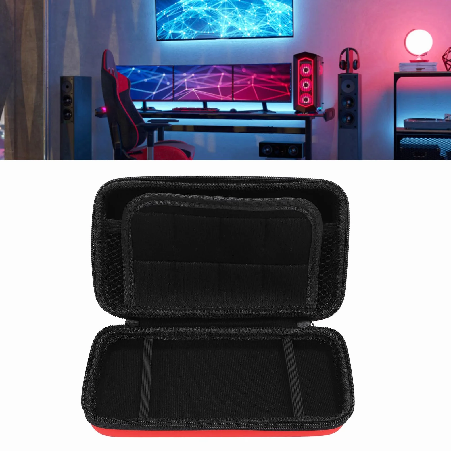Etui Culnflun do 2DS XL, 2DS LL, New 3DS, twarda powłoka EVA, podróżne etui z 8 przegródkami na karty do gry, wstrząsoodporne, pyłoszczelne etui ochronne na konsolę z paskiem na (-2610240283214)