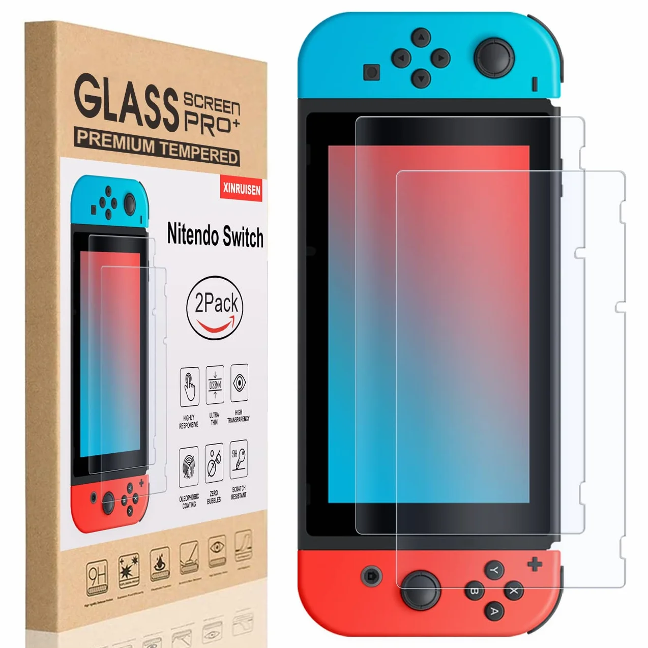 Folia ochronna na wyświetlacz Nintendo Switch, szkło pancerne, folia ochronna do Nintendo Switch-HD, odporna na zarysowania, twardość 9H, odporna na pęknięcia folia ochronna na wyświetlacz