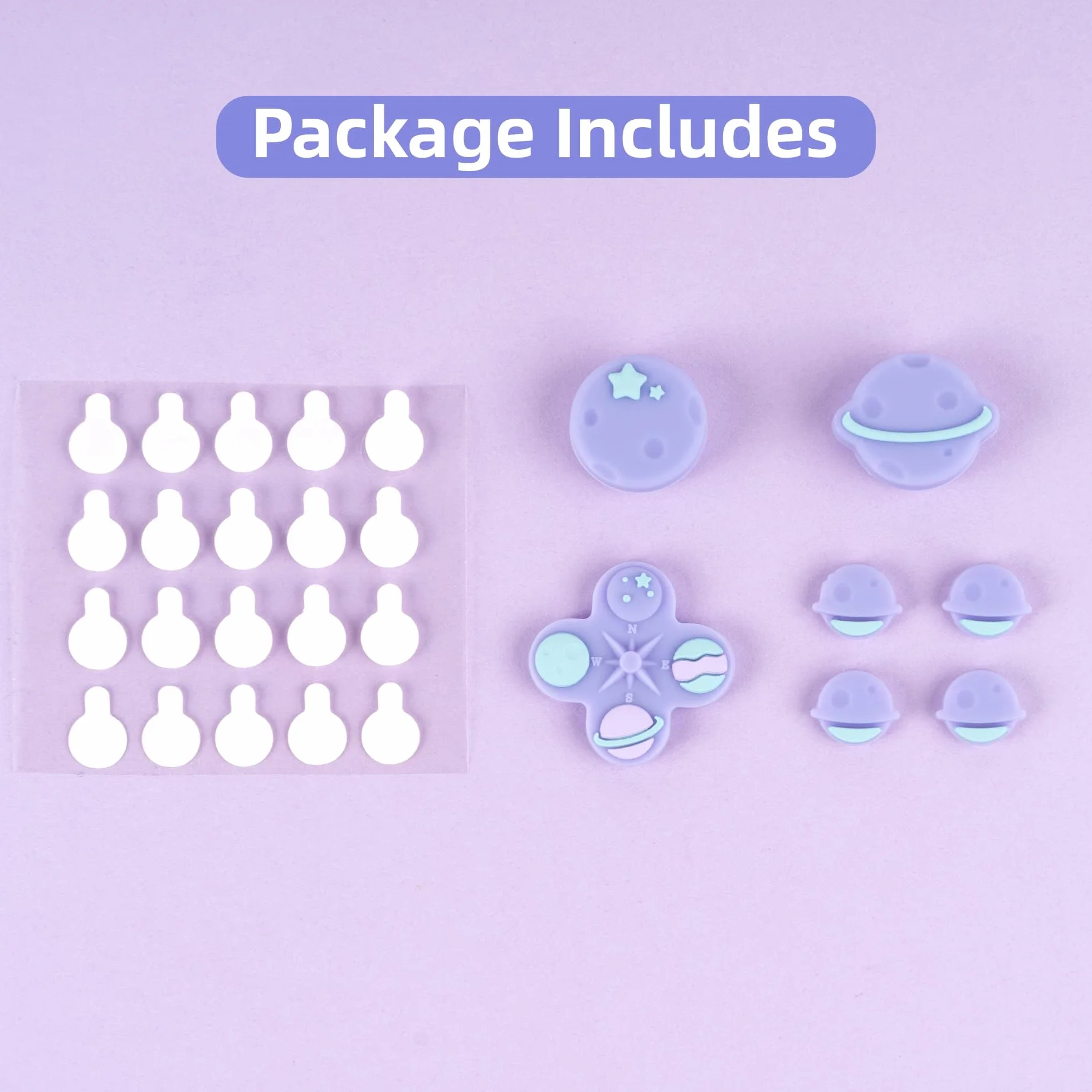 GeekShare Cute Cross D-Pad Button Caps Silicone Thumb Grips Set, ABXY Key Buttons Sticker Joystick Cover Caps Compatible with Switch/OLED - Happy Planet